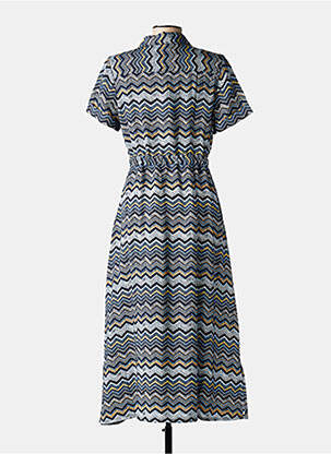 Rochie lungă țesătură poplin mâneci scurte albastru STREET ONE femeie