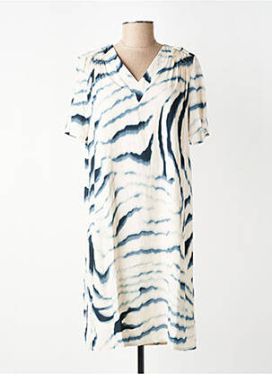 Rochie midi croială fluidă mâneci scurte bej SIGNE NATURE femeie
