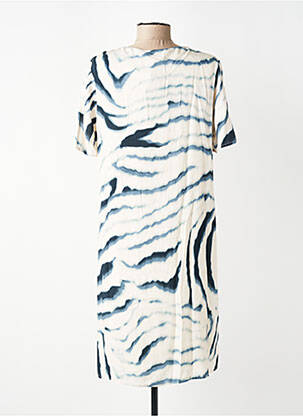 Rochie midi croială fluidă mâneci scurte bej SIGNE NATURE femeie