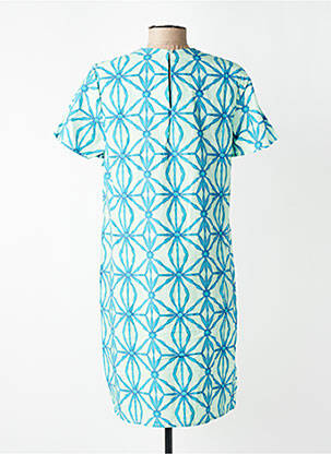 Rochie midi imprimeu fantezie mâneci scurte albastru SIGNE NATURE femeie