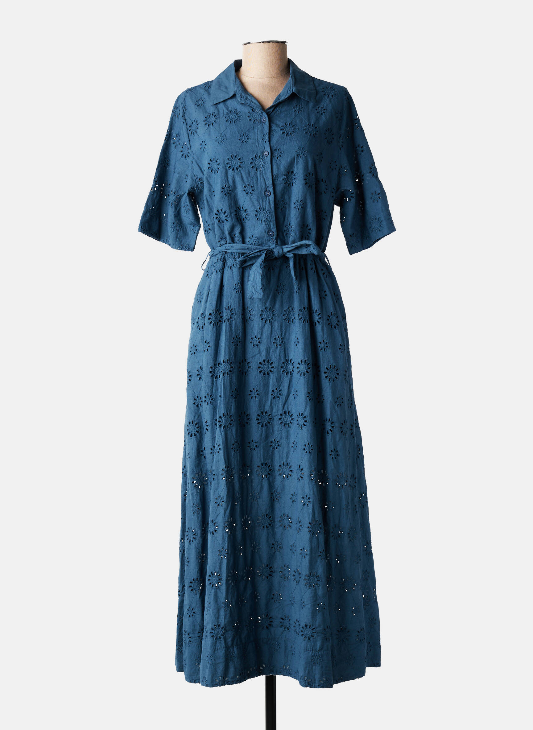 Rochie lungă mâneci scurte mâneci scurte albastru PAKO LITTO femeie