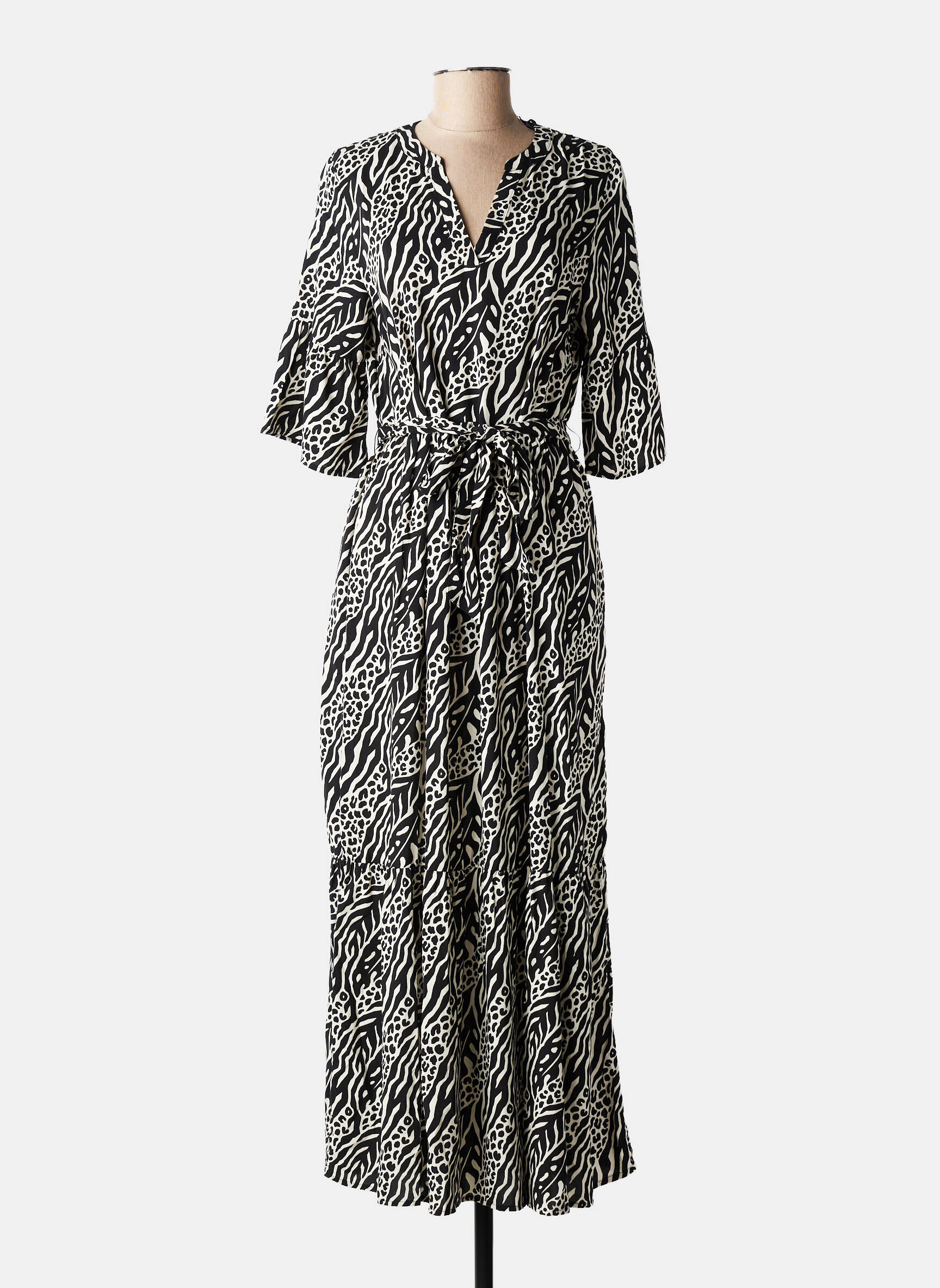 Rochie lungă mâneci scurte mâneci scurte negru B.YOUNG femeie