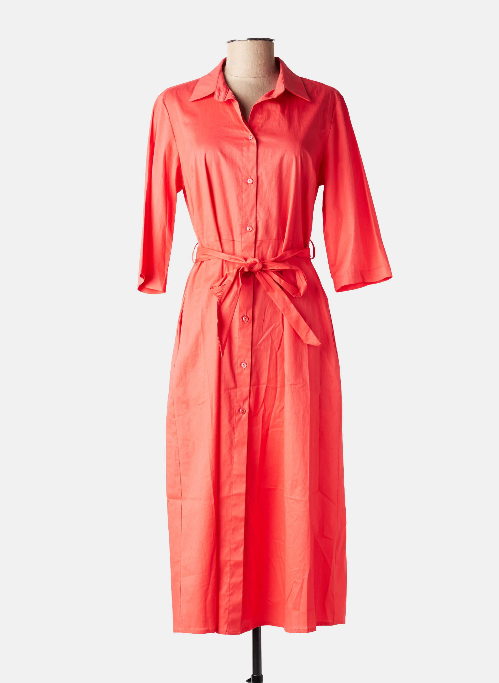 Rochie midi mâneci 3/4 mâneci 3/4 roz SIGNE NATURE femeie