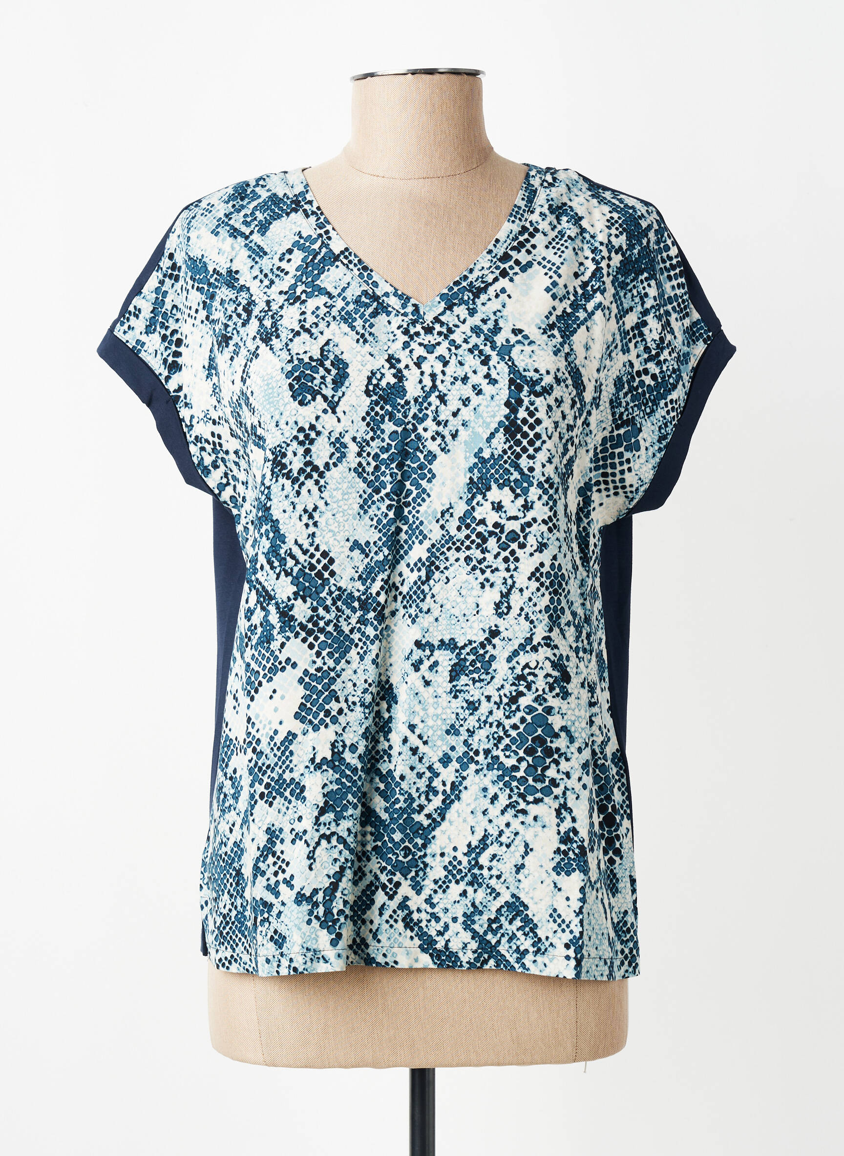 Tricou guler în v mâneci scurte albastru STREET ONE femeie