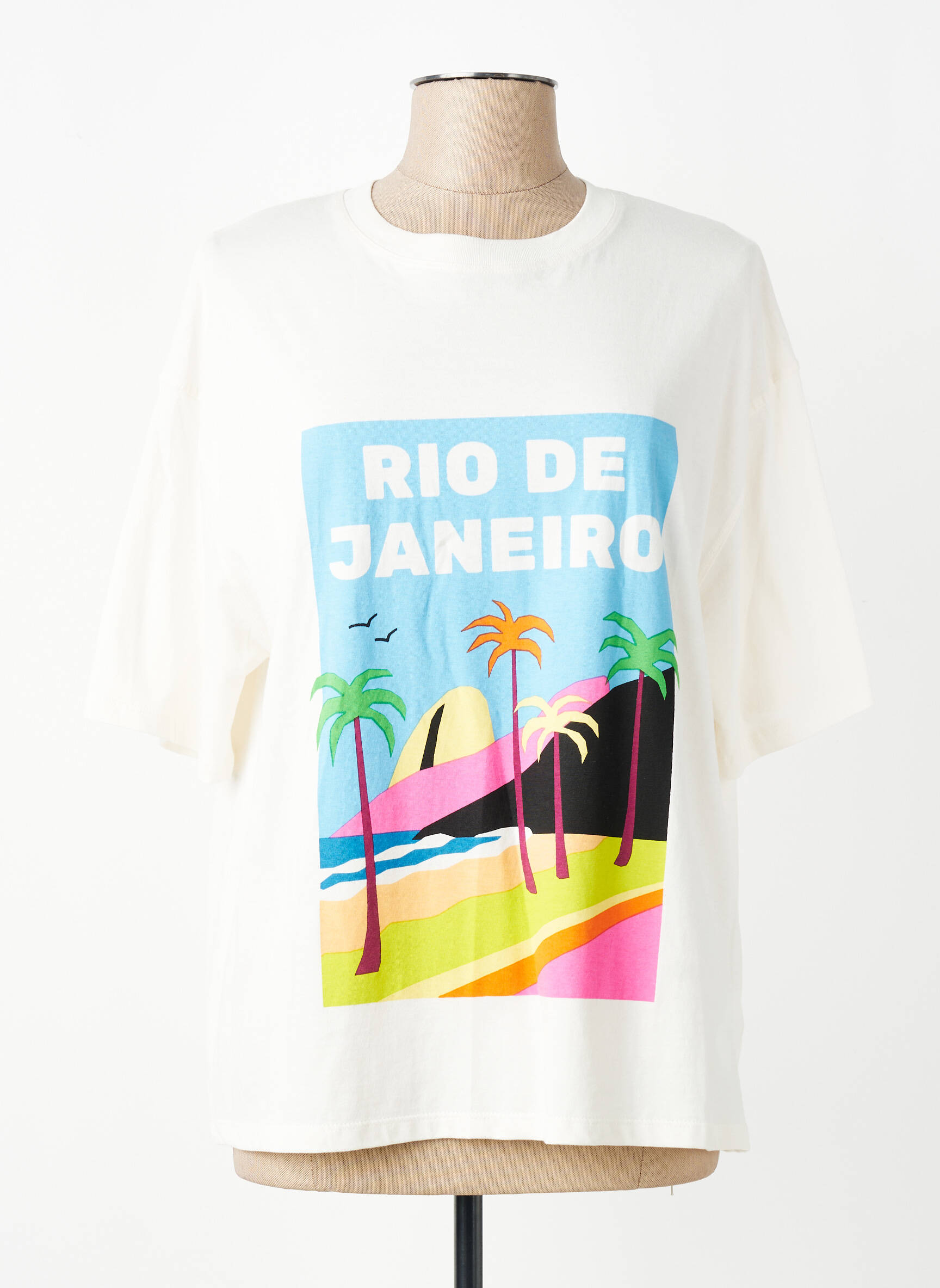 Tricou imprimeu fantezie mâneci scurte bej MKT STUDIO femeie