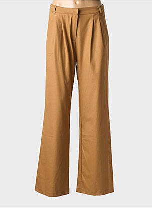 Pantalon larg țesătură poplin mărime normală maro LA PETITE FRANCAISE femeie