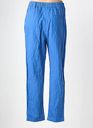 Pantalon drept țesătură poplin talie înaltă albastru O'MER femeie
