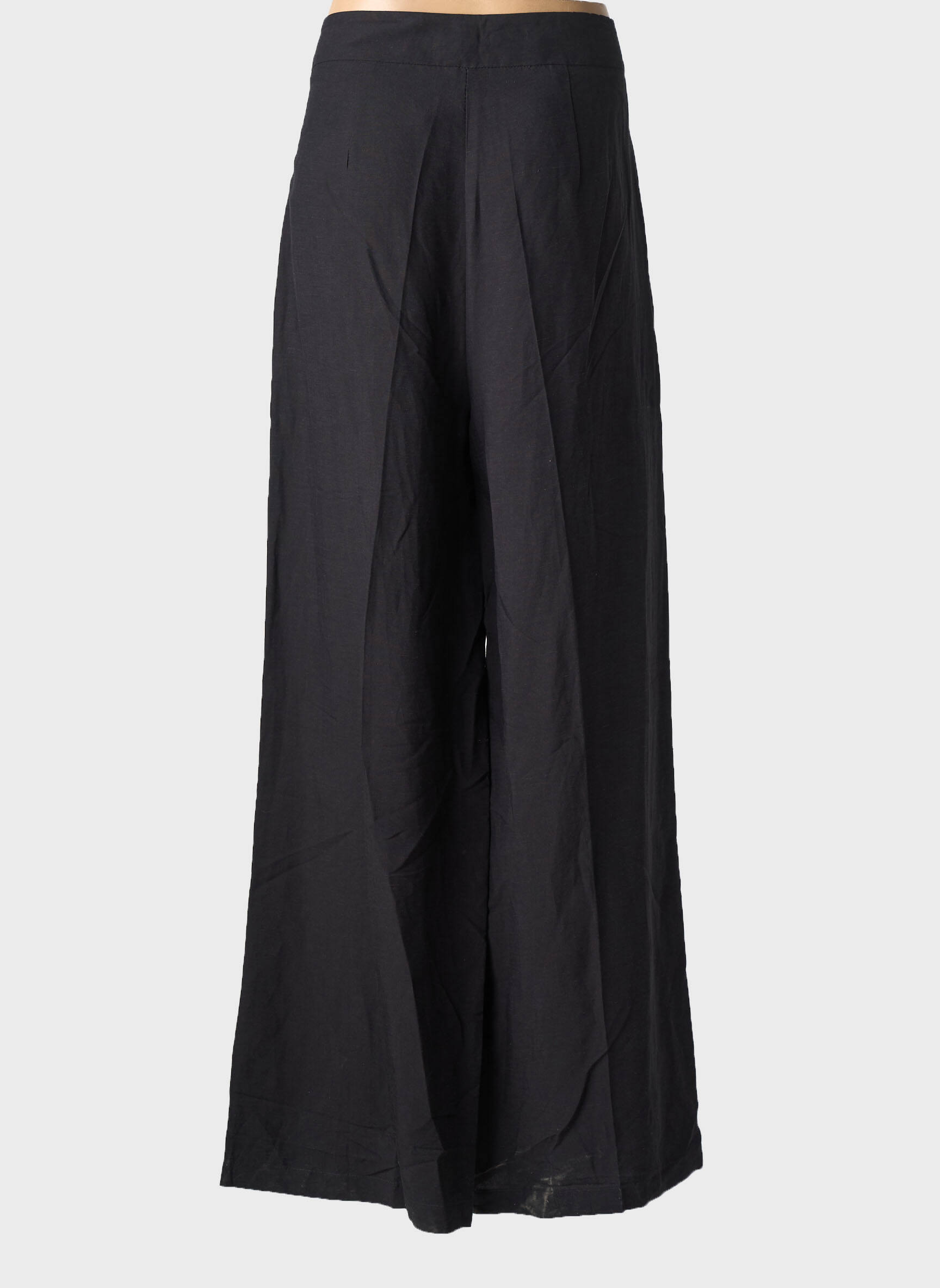 Pantalon larg închidere cu fermoar lateral talie înaltă negru LA FEE MARABOUTEE femeie