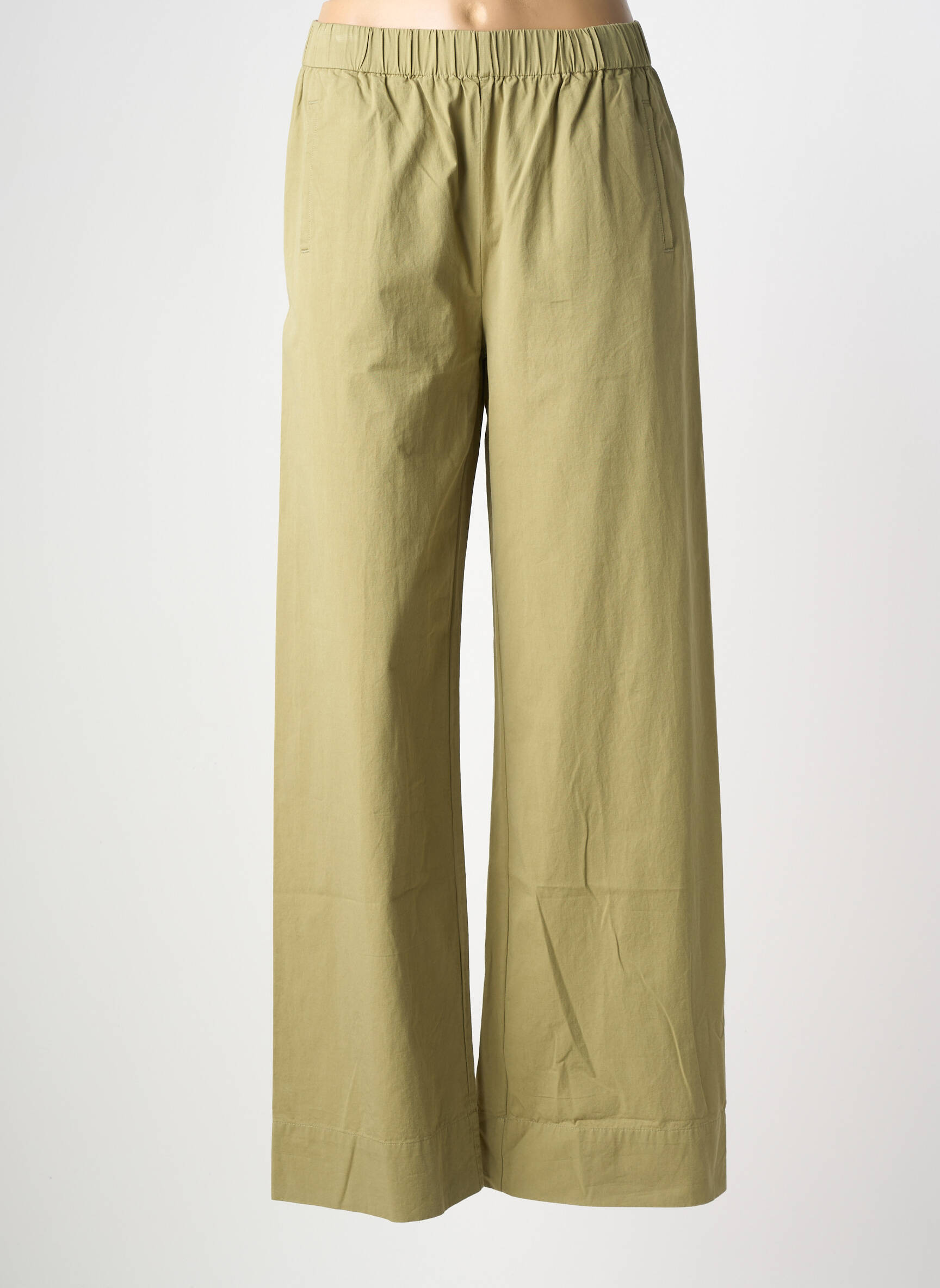 Pantalon larg țesătură poplin mărime normală verde JC.SOPHIE femeie
