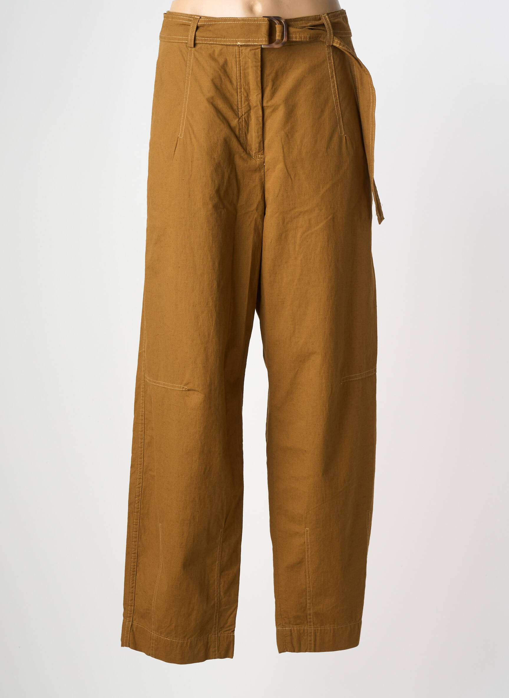 Pantalon drept țesătură poplin mărime normală maro HOD femeie