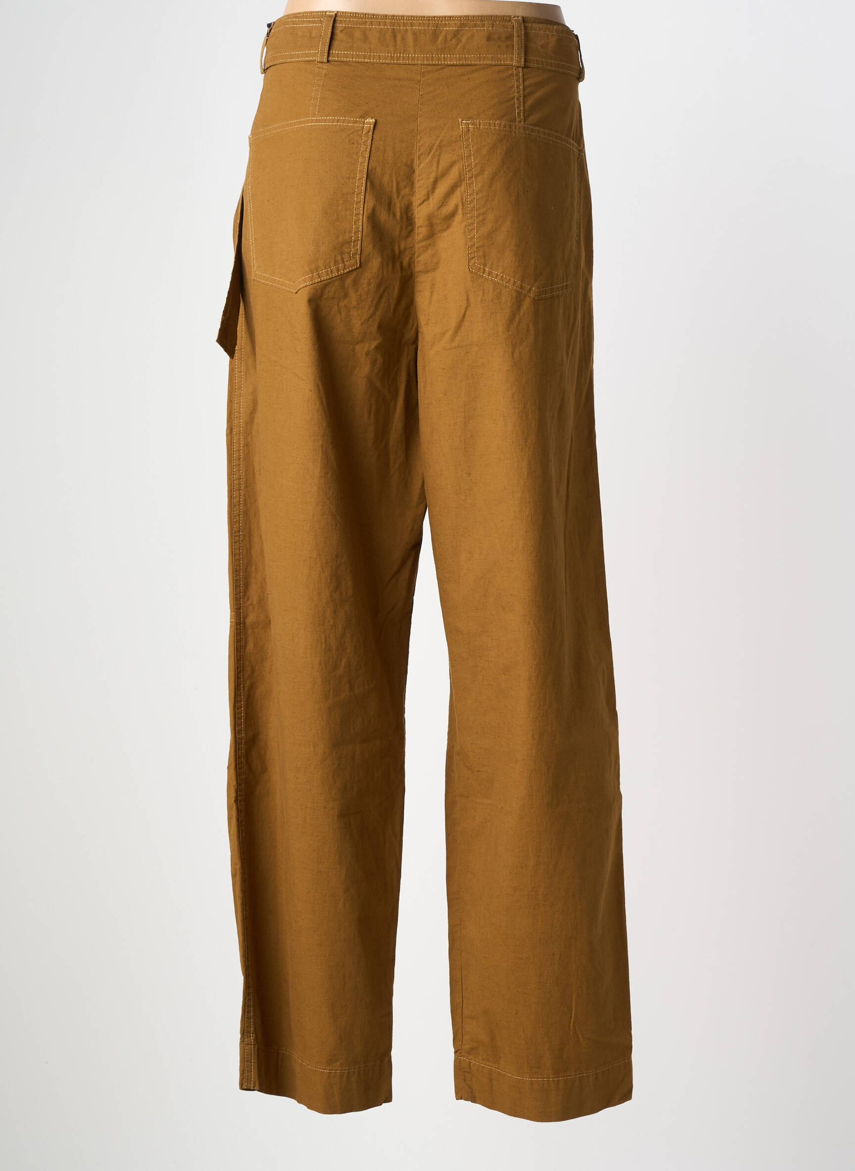 Pantalon drept țesătură poplin mărime normală maro HOD femeie