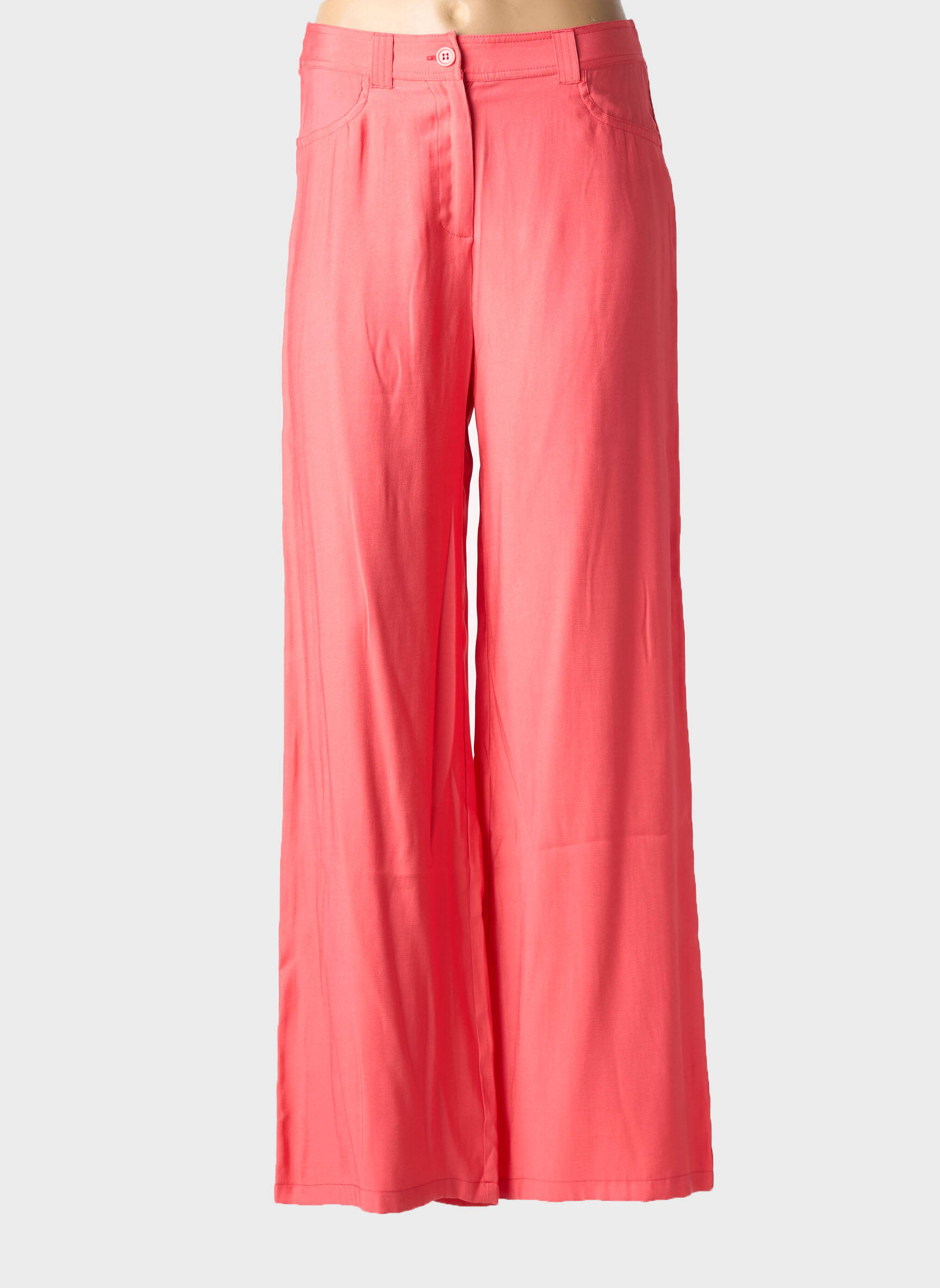 Pantalon larg țesătură poplin portocalie AN' GE femeie