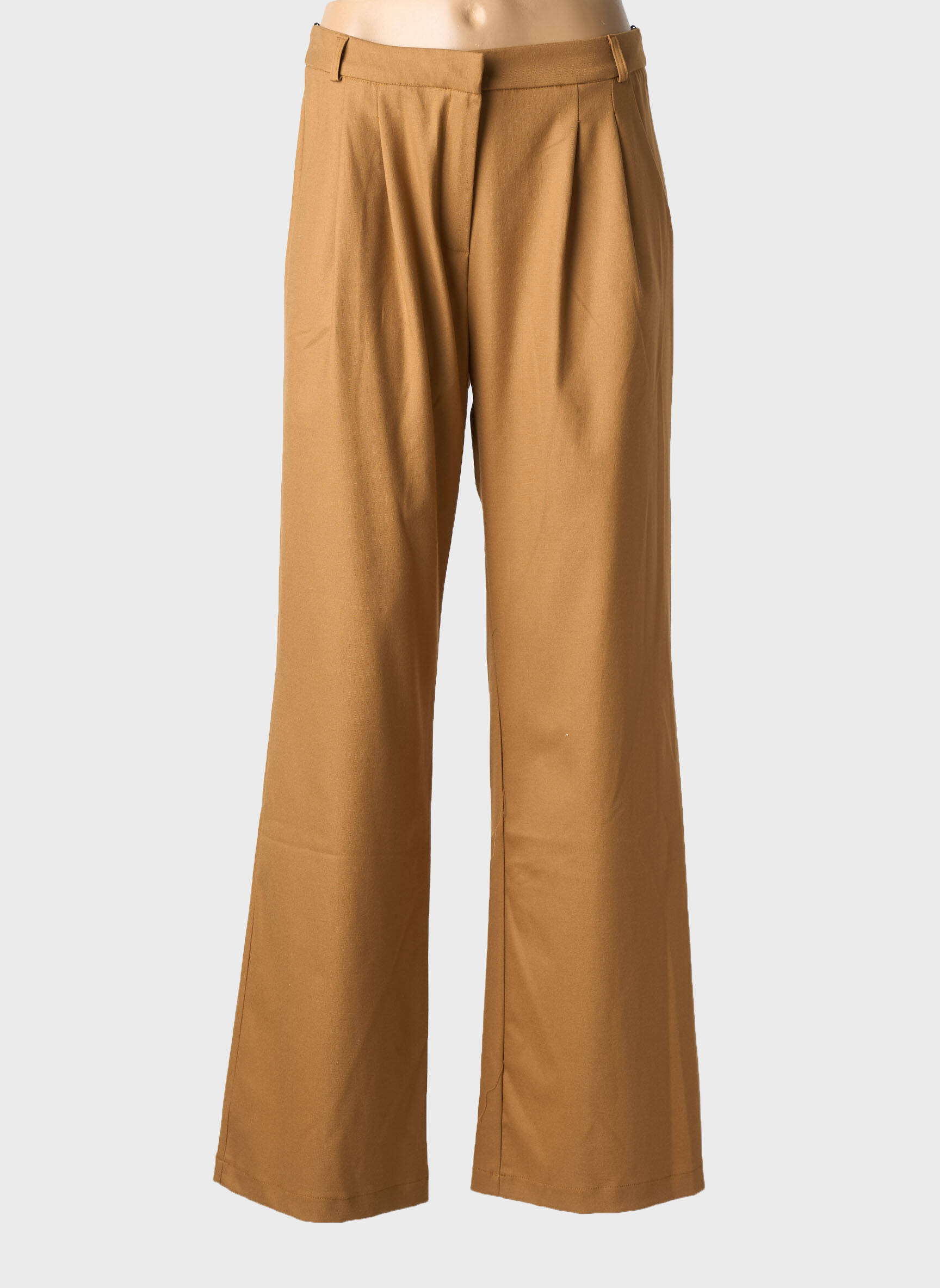 Pantalon larg țesătură poplin mărime normală maro LA PETITE FRANCAISE femeie