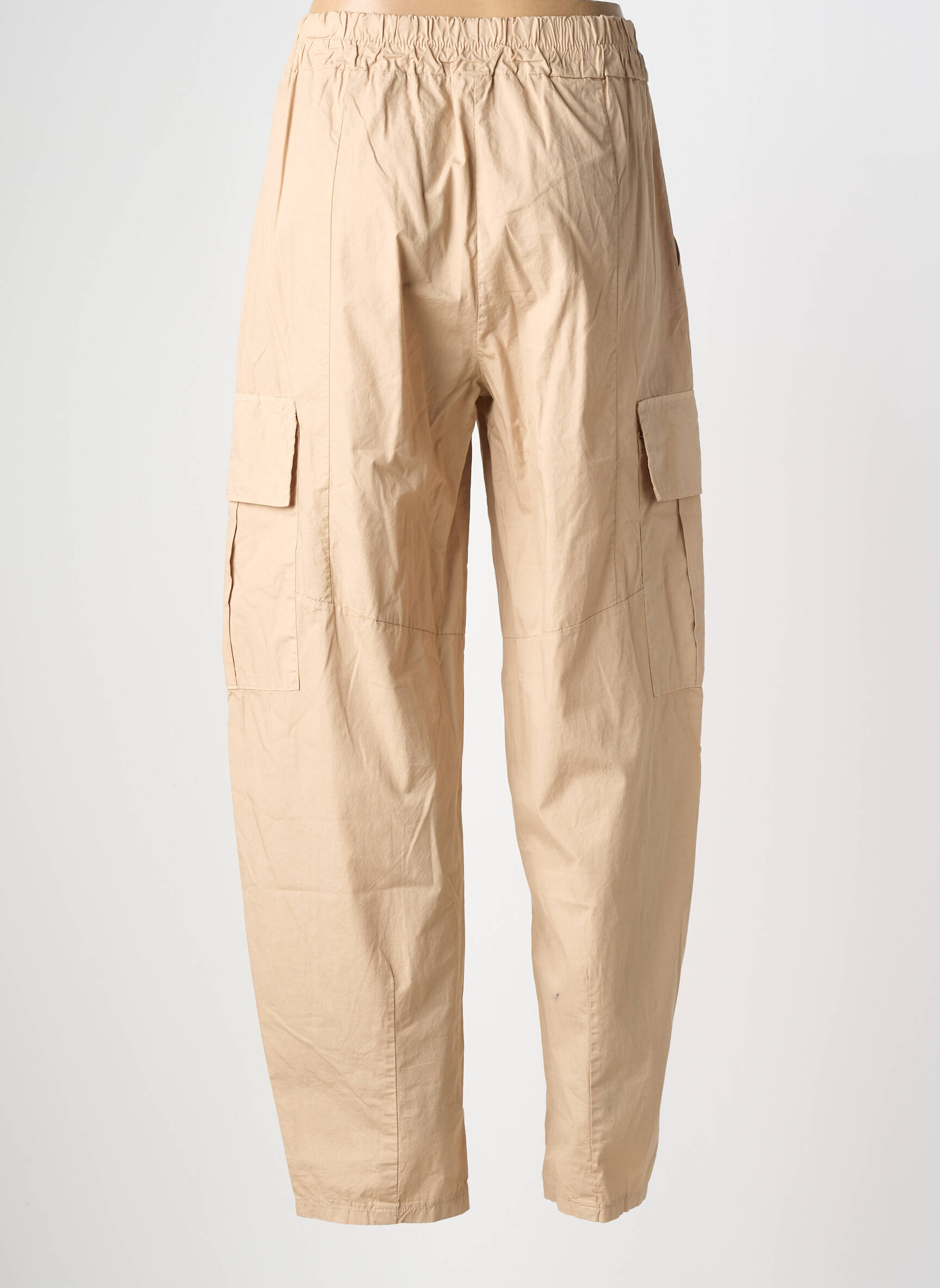 Pantalon cargo țesătură poplin mărime normală bej O'MER femeie