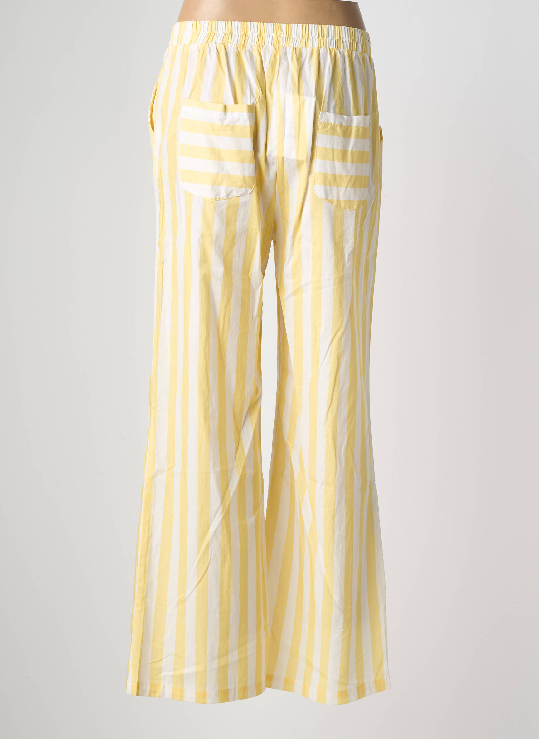 Pantalon larg țesătură poplin talie înaltă galben EMMA & ASHLEY bărbat