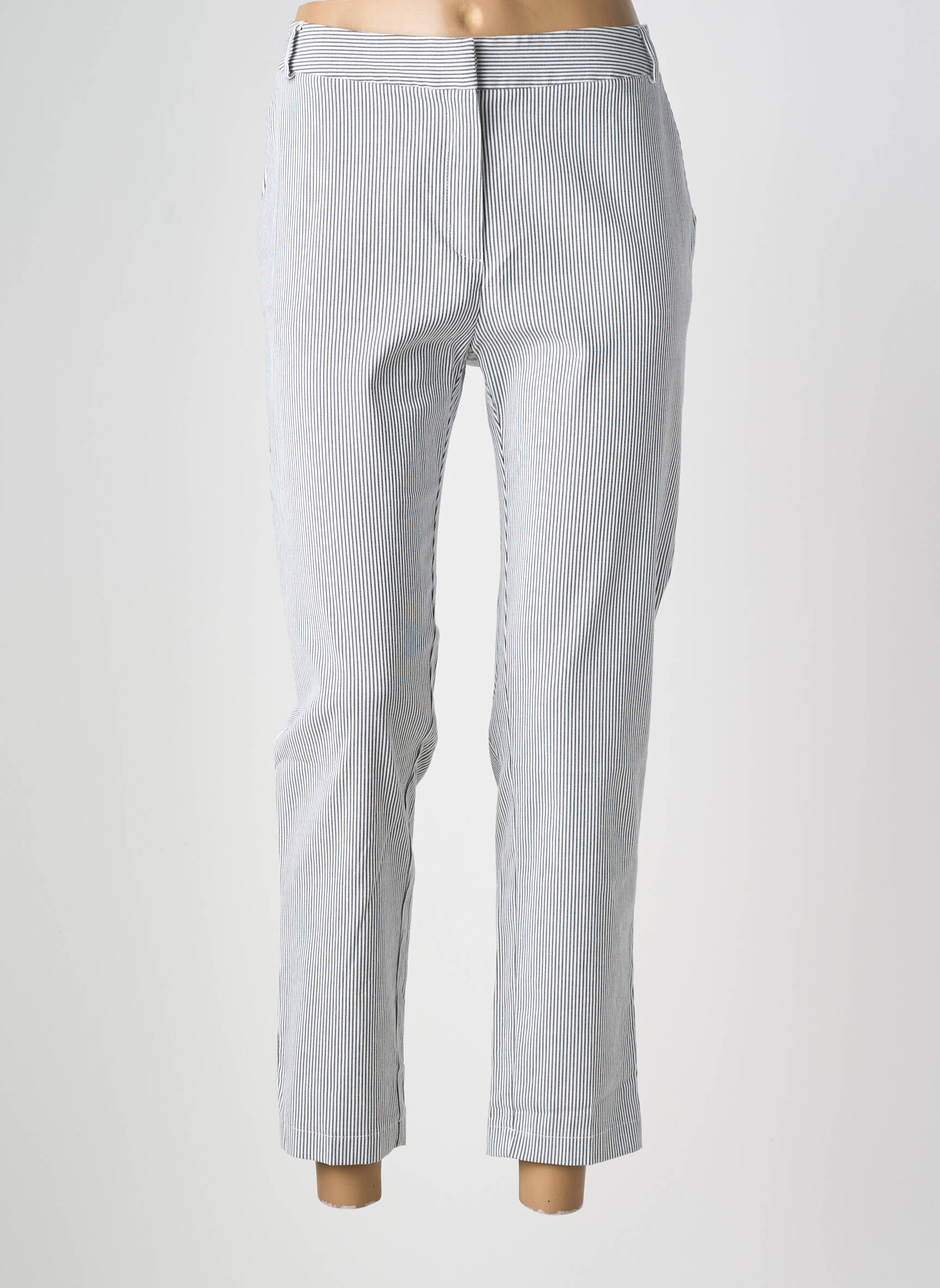 Pantalon chino închidere cu fermoar sub clapetă cu cârlig mărime normală gri LA PETITE FRANCAISE femeie