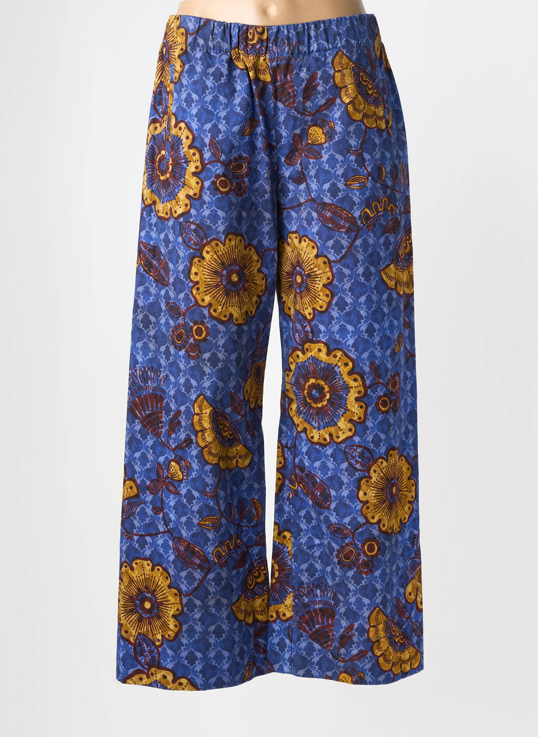 Pantalon larg țesătură poplin mărime normală albastru HOD femeie