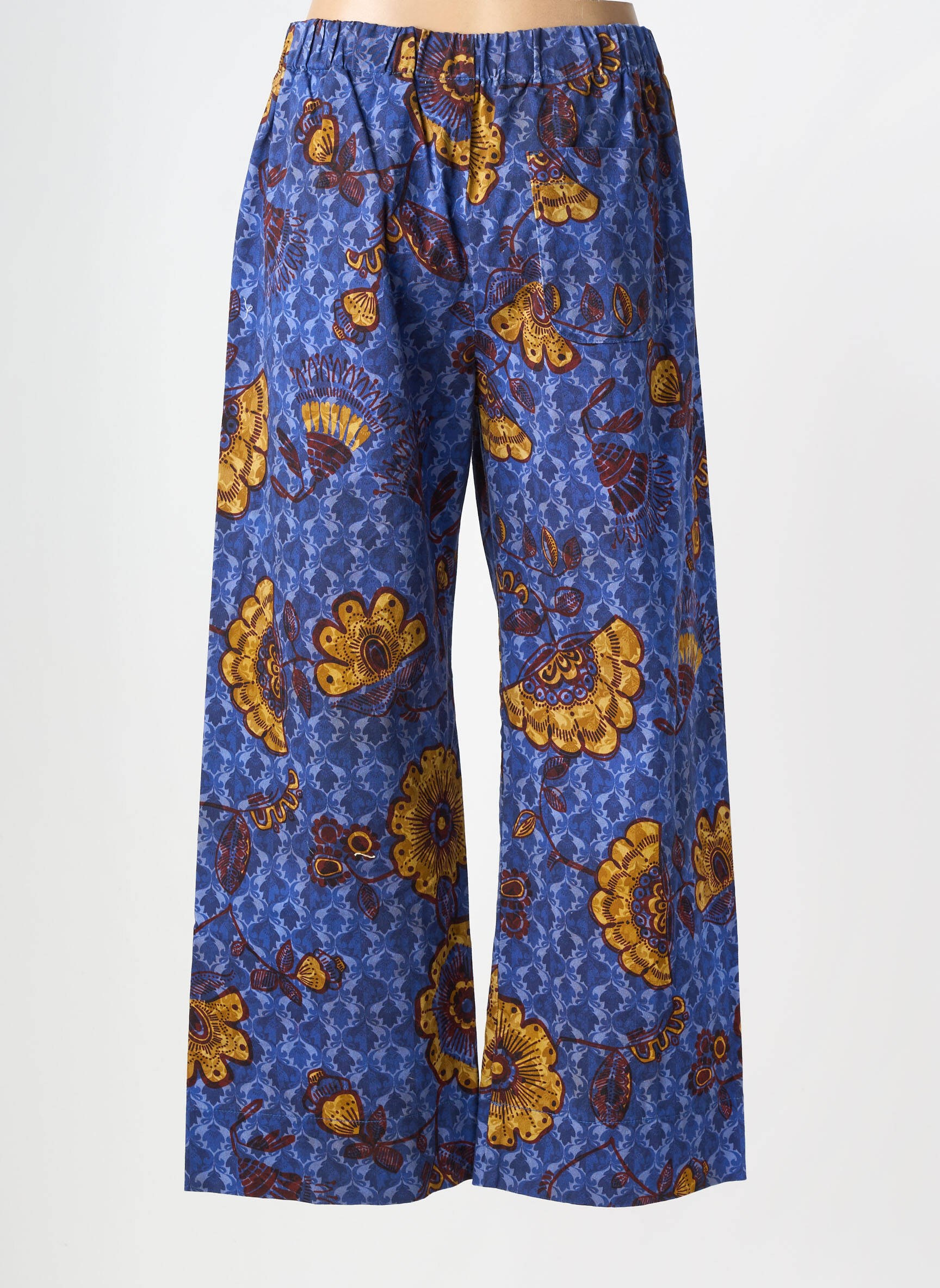 Pantalon larg țesătură poplin mărime normală albastru HOD femeie