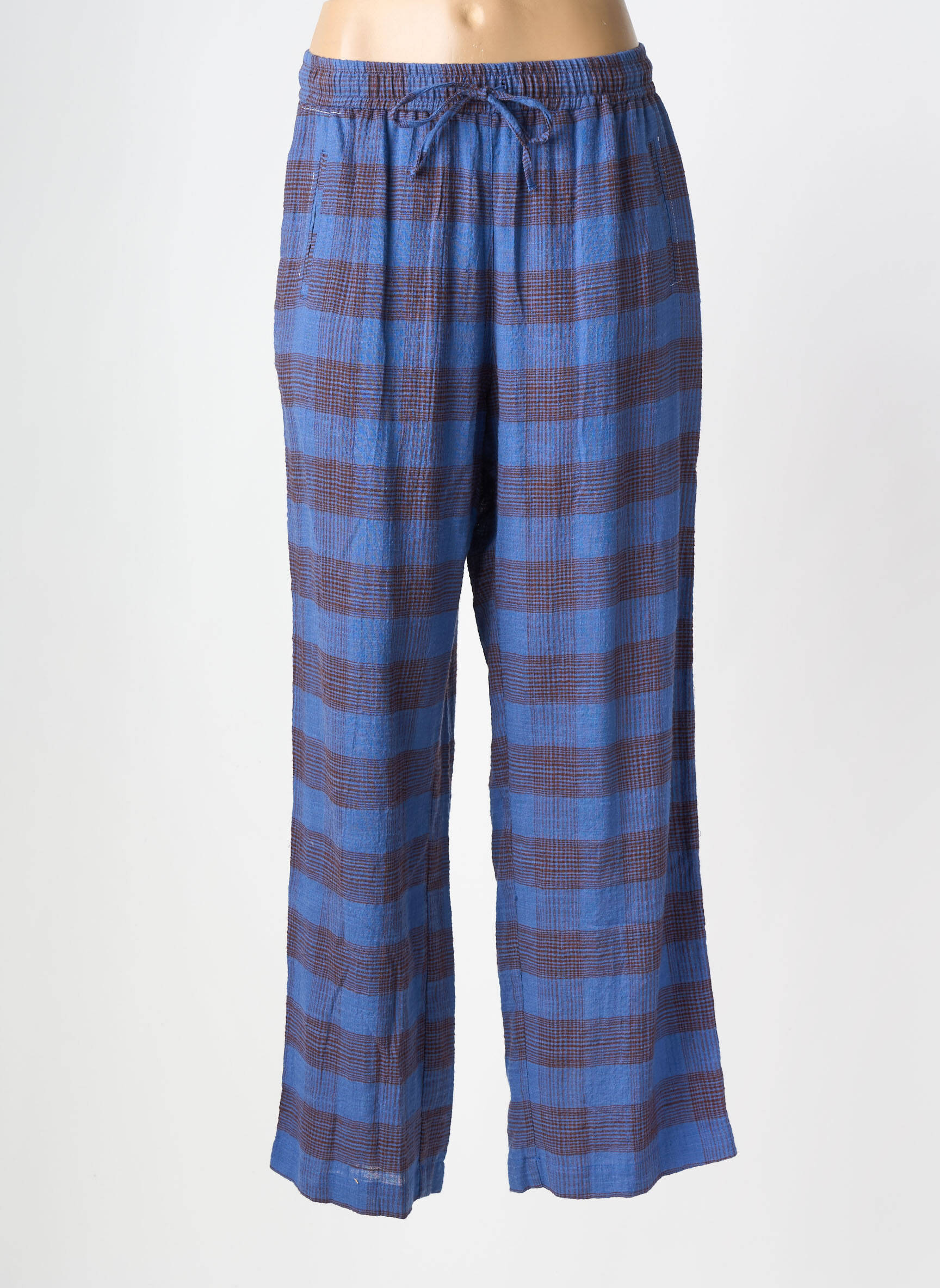 Pantalon larg țesătură crep albastru HOD femeie
