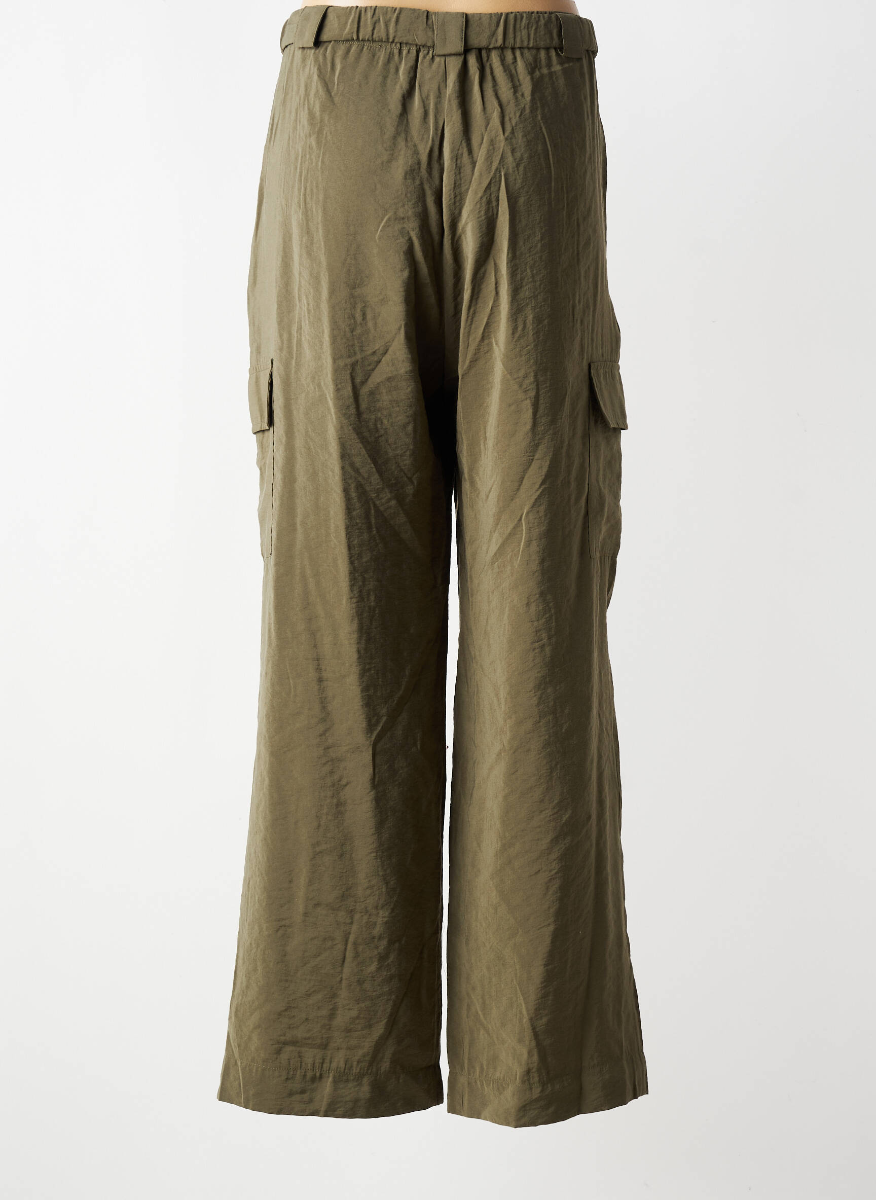 Pantalon drept talie elastică mărime normală verde LA PETITE FRANCAISE femeie