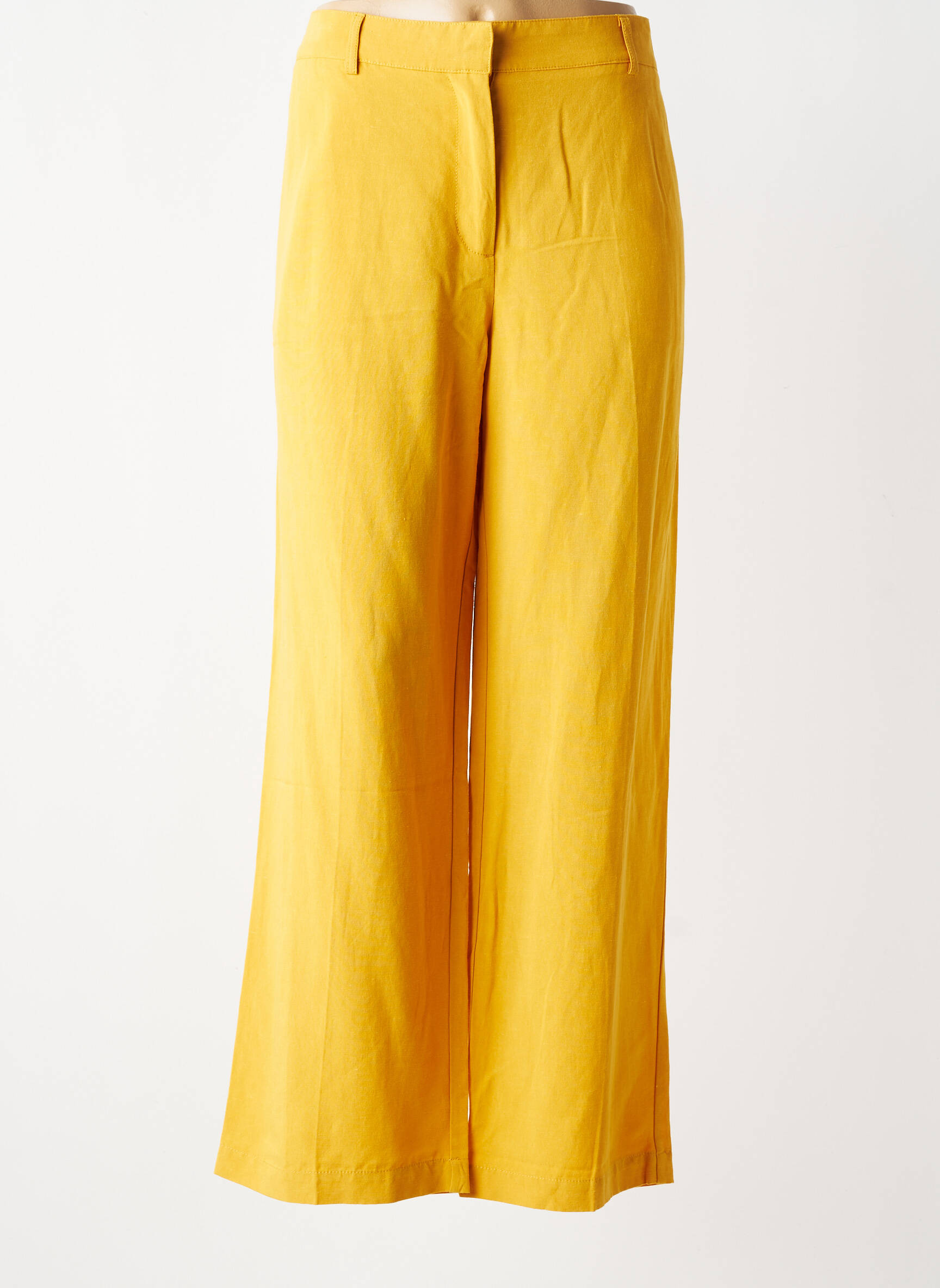 Pantalon larg închidere cu fermoar sub clapetă cu nasturi mărime normală galben NICE THINGS femeie