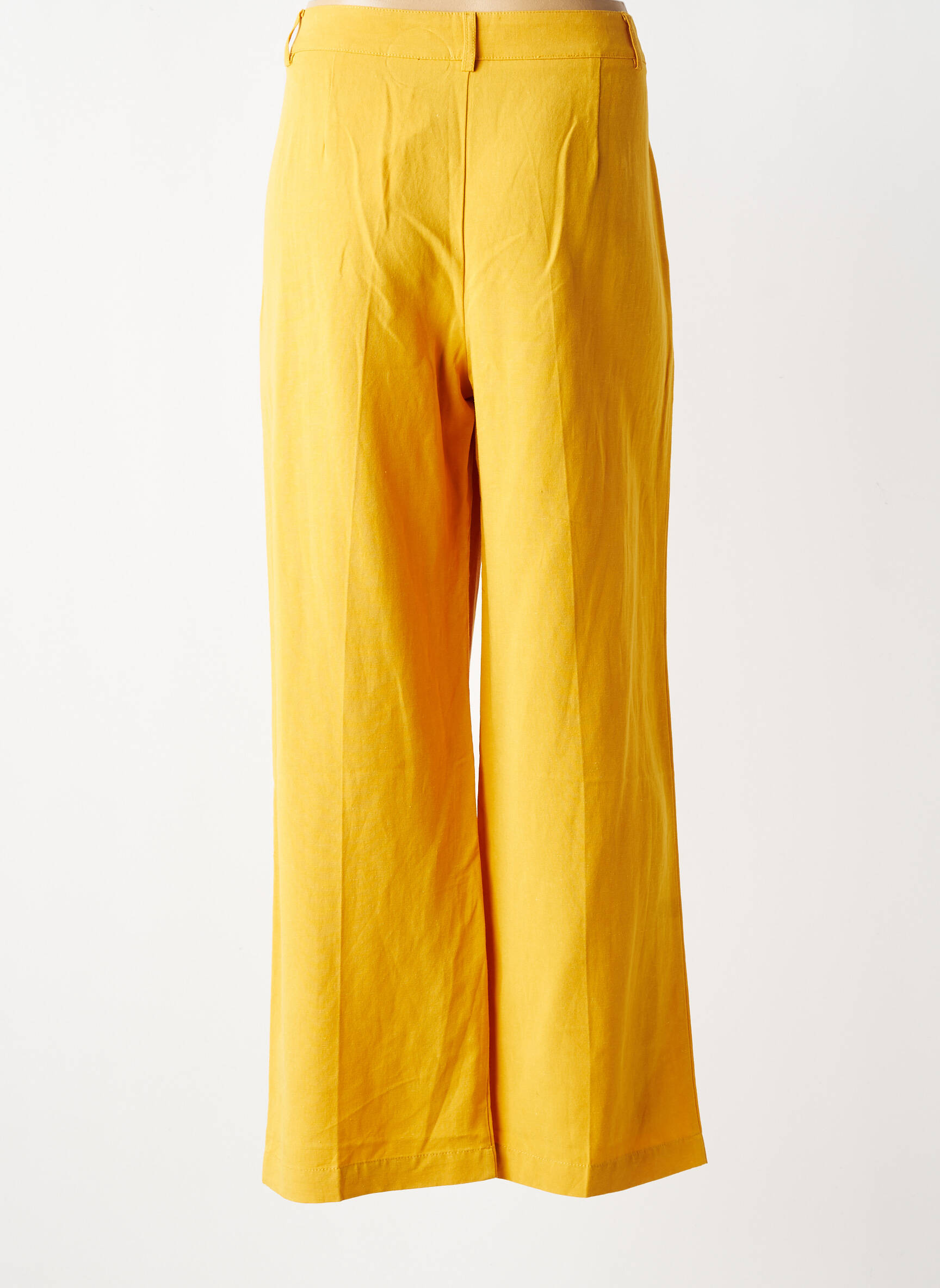 Pantalon larg închidere cu fermoar sub clapetă cu nasturi mărime normală galben NICE THINGS femeie