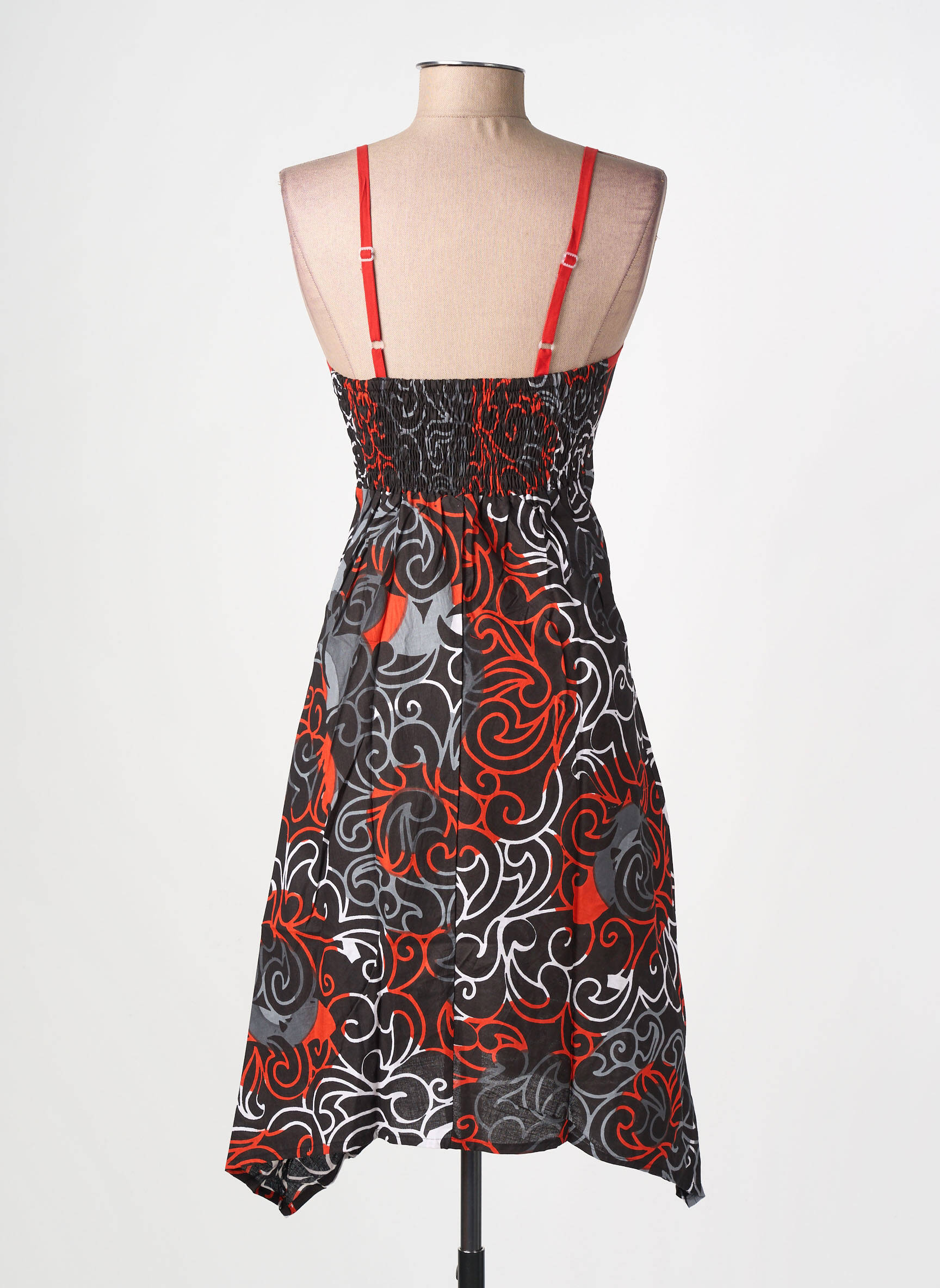 Rochie midi imprimeu fantezie bretele subțiri negru BAMBOO'S femeie