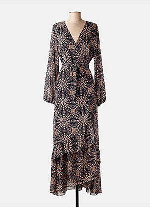 Rochie lungă imprimeu floral mâneci lungi negru MOLLY BRACKEN femeie