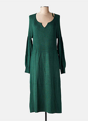 Rochie pulover guler în v mâneci lungi verde LE PETIT BAIGNEUR femeie