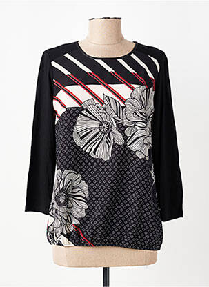 Bluză imprimeu floral mâneci 3/4 negru TELMAIL femeie