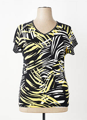 Tricou guler în v mâneci scurte negru TELMAIL femeie