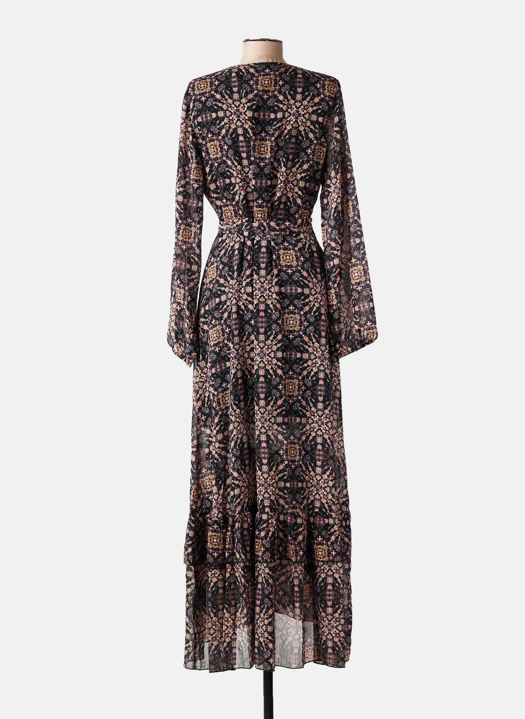 Rochie lungă imprimeu floral mâneci lungi negru MOLLY BRACKEN femeie