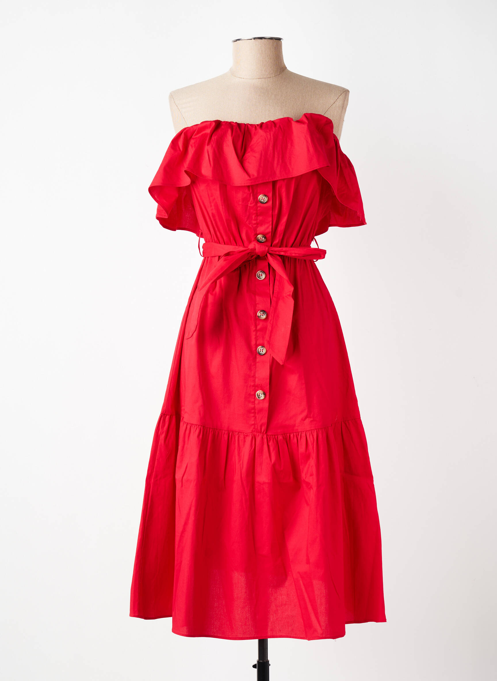 Rochie midi mâneci scurte mâneci scurte roșu ARTIGLI femeie