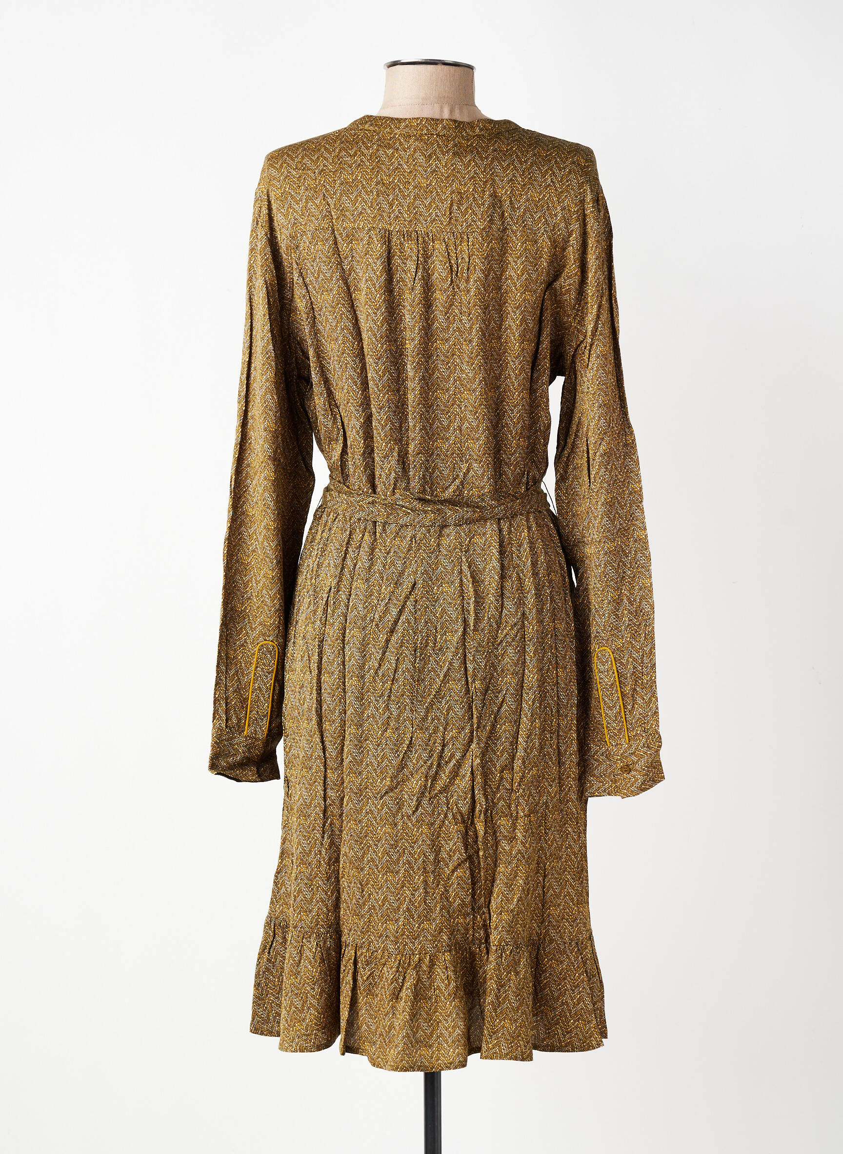 Rochie midi imprimeu fantezie mâneci lungi galben YAYA femeie