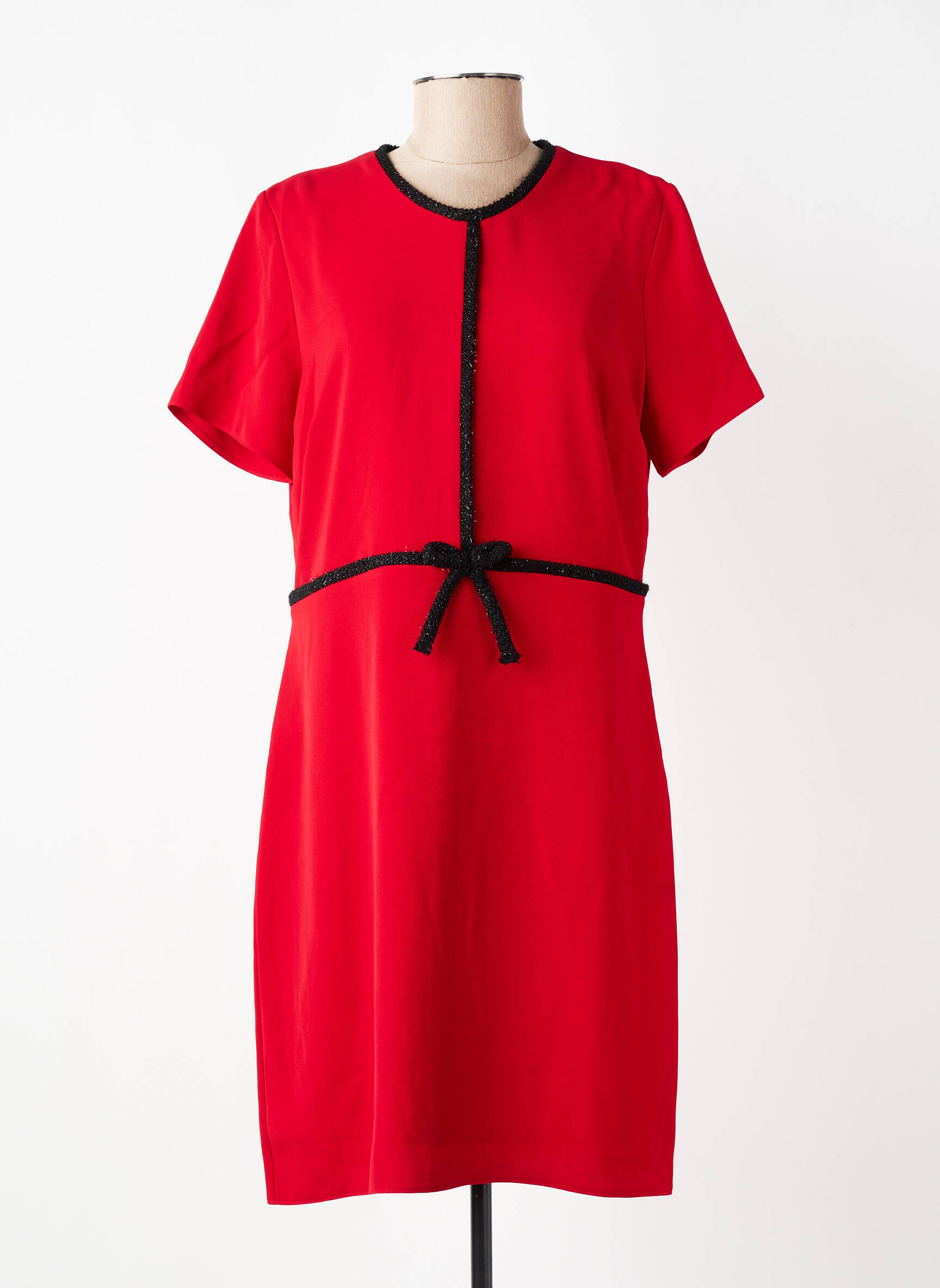 Rochie midi țesătură crep mâneci scurte roșu PAUSE CAFE femeie