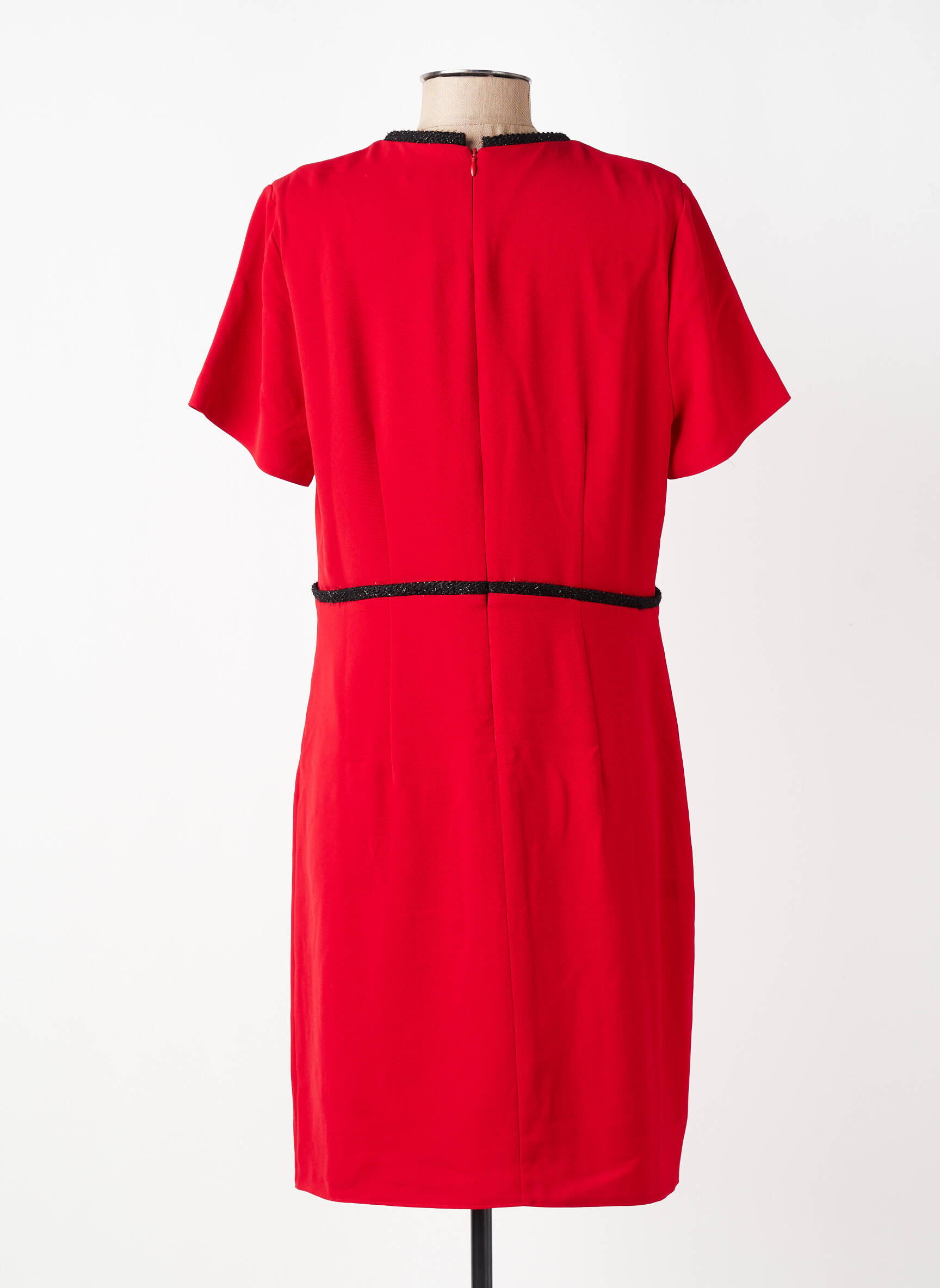 Rochie midi țesătură crep mâneci scurte roșu PAUSE CAFE femeie