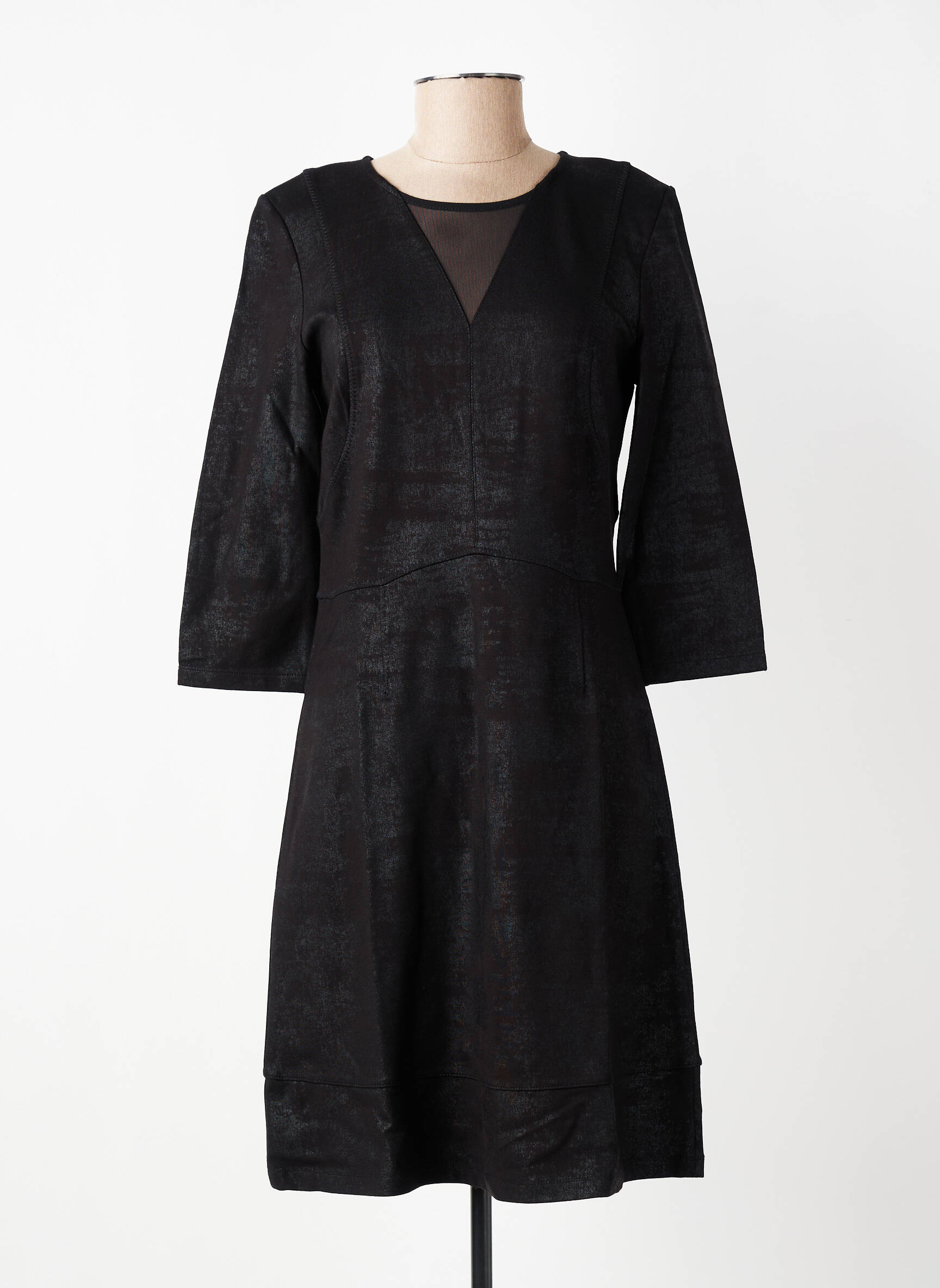 Rochie midi mâneci 3/4 mâneci 3/4 negru EVA KAYAN femeie