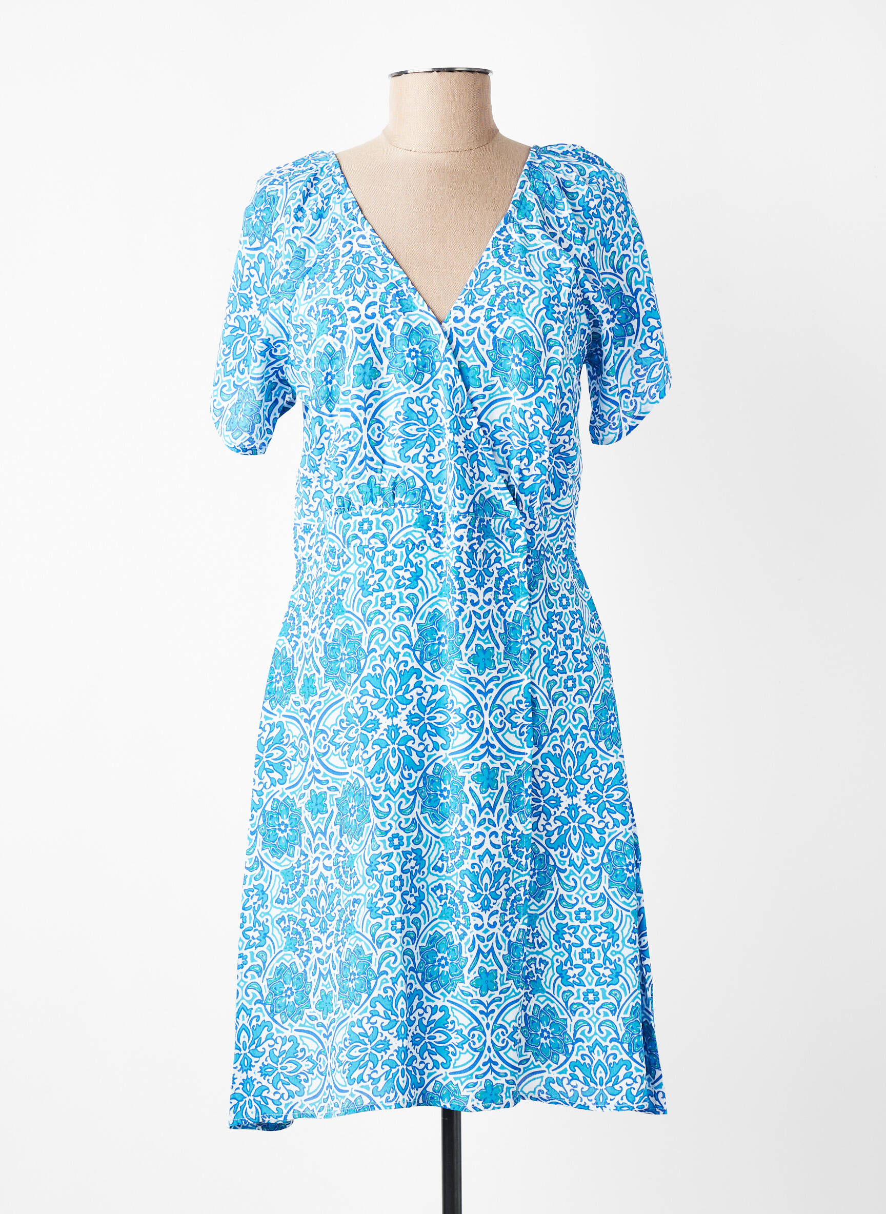Rochie midi imprimeu fantezie mâneci scurte albastru MOLLY BRACKEN femeie