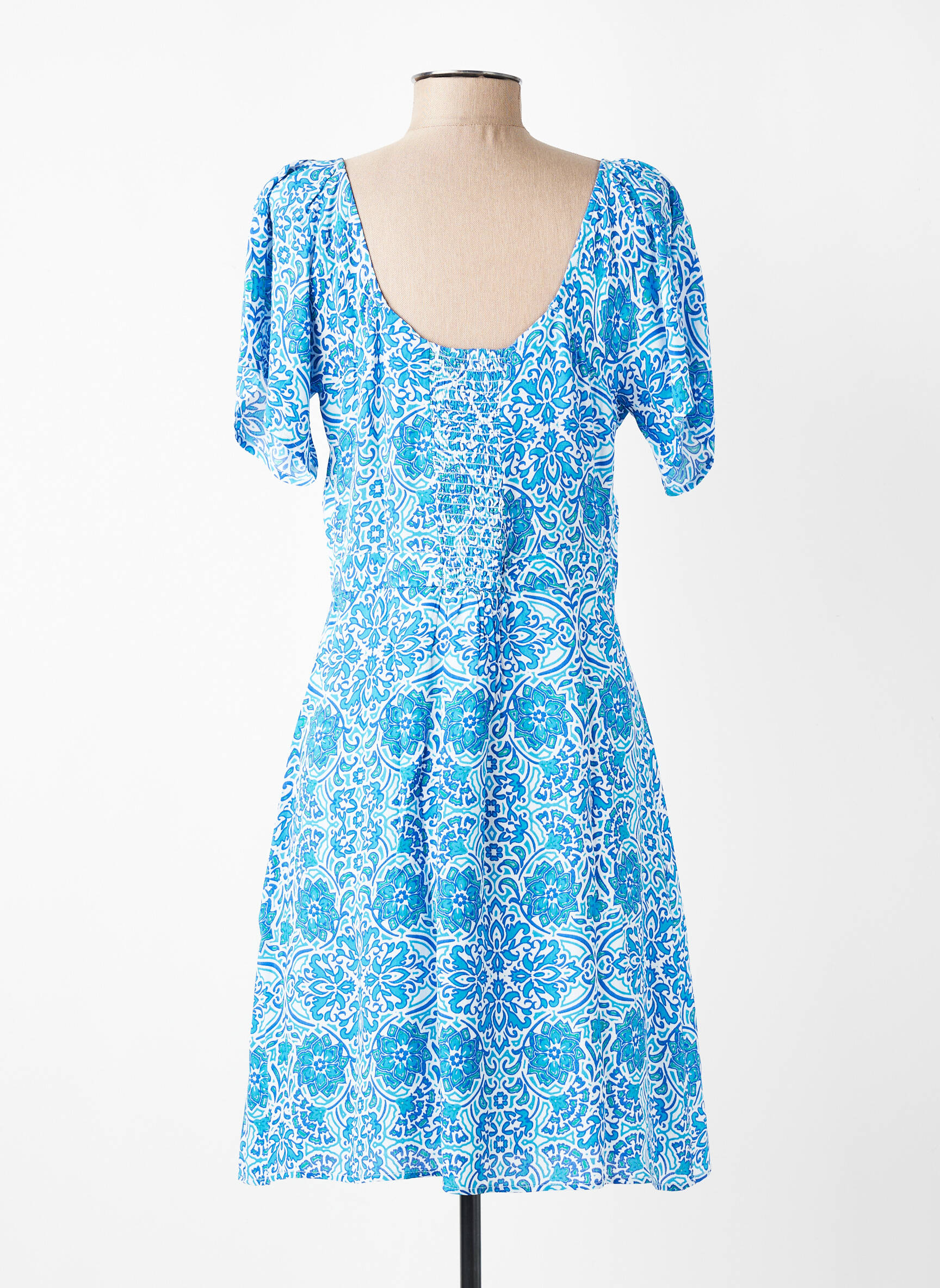 Rochie midi imprimeu fantezie mâneci scurte albastru MOLLY BRACKEN femeie