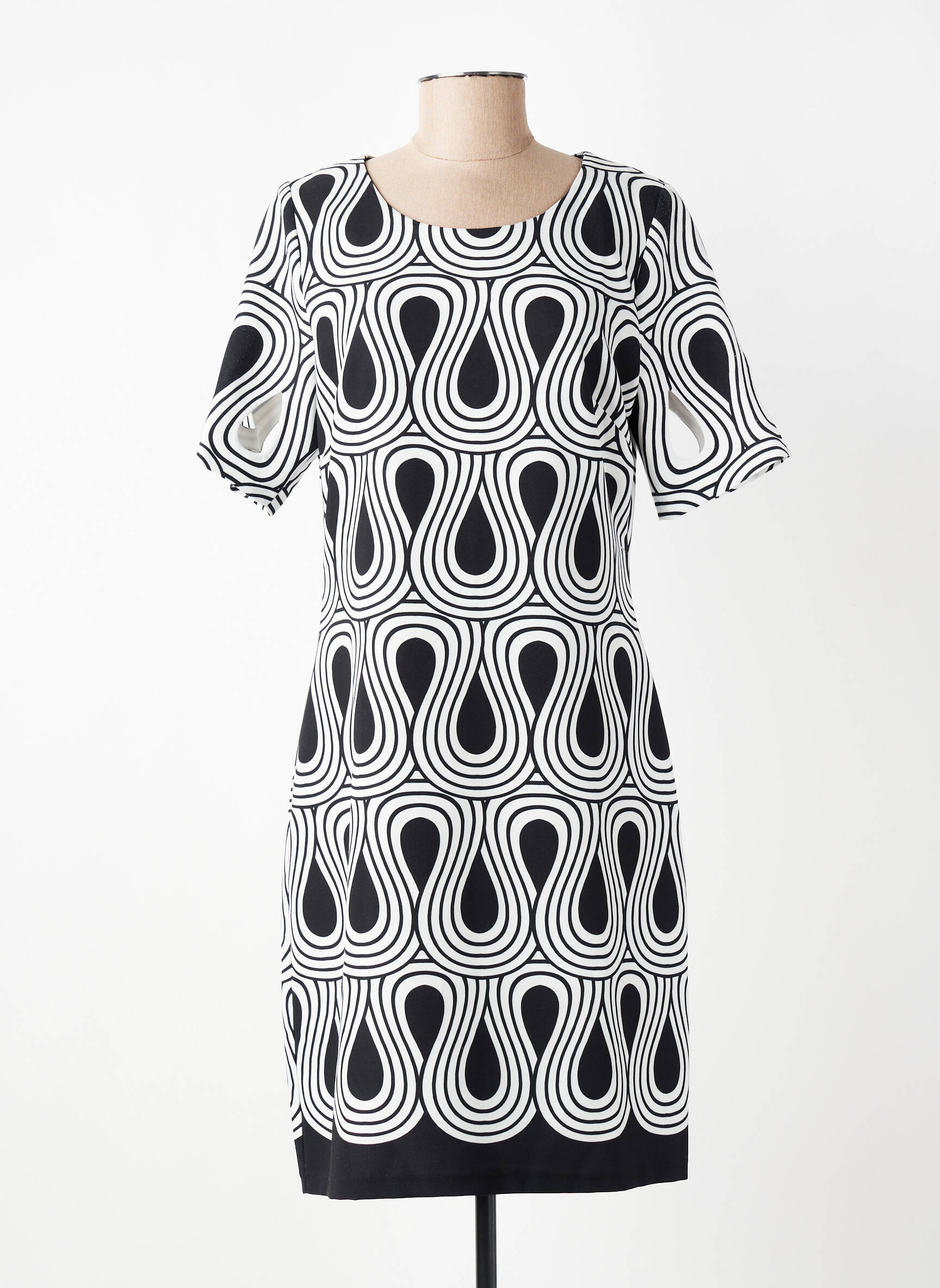 Rochie midi țesătură crep mâneci scurte negru FRANCE RIVOIRE femeie