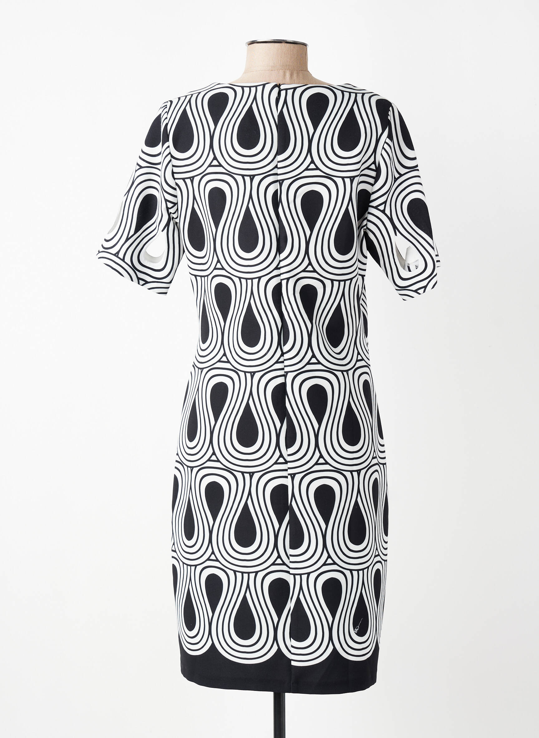 Rochie midi țesătură crep mâneci scurte negru FRANCE RIVOIRE femeie