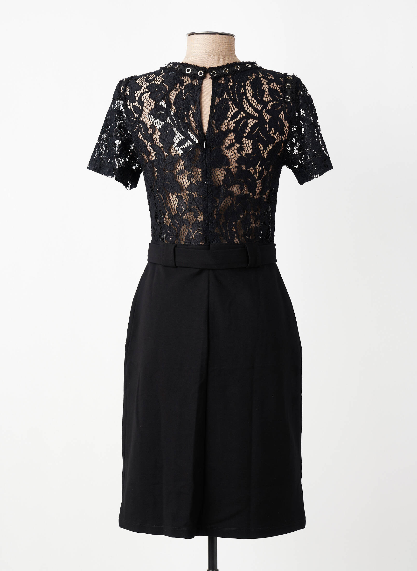 Rochie midi închidere cu fermoar la spate mâneci scurte negru EVA KAYAN femeie