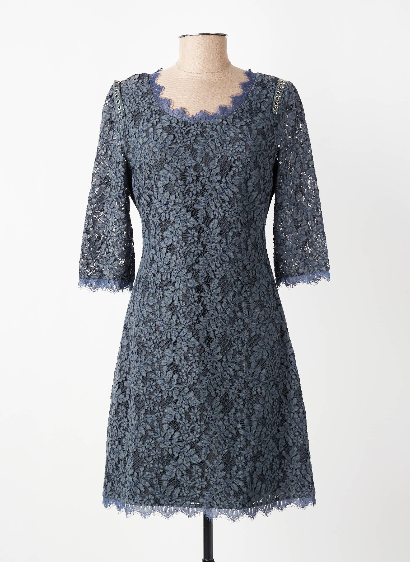 Rochie scurtă mâneci 3/4 mâneci 3/4 gri EVA KAYAN femeie