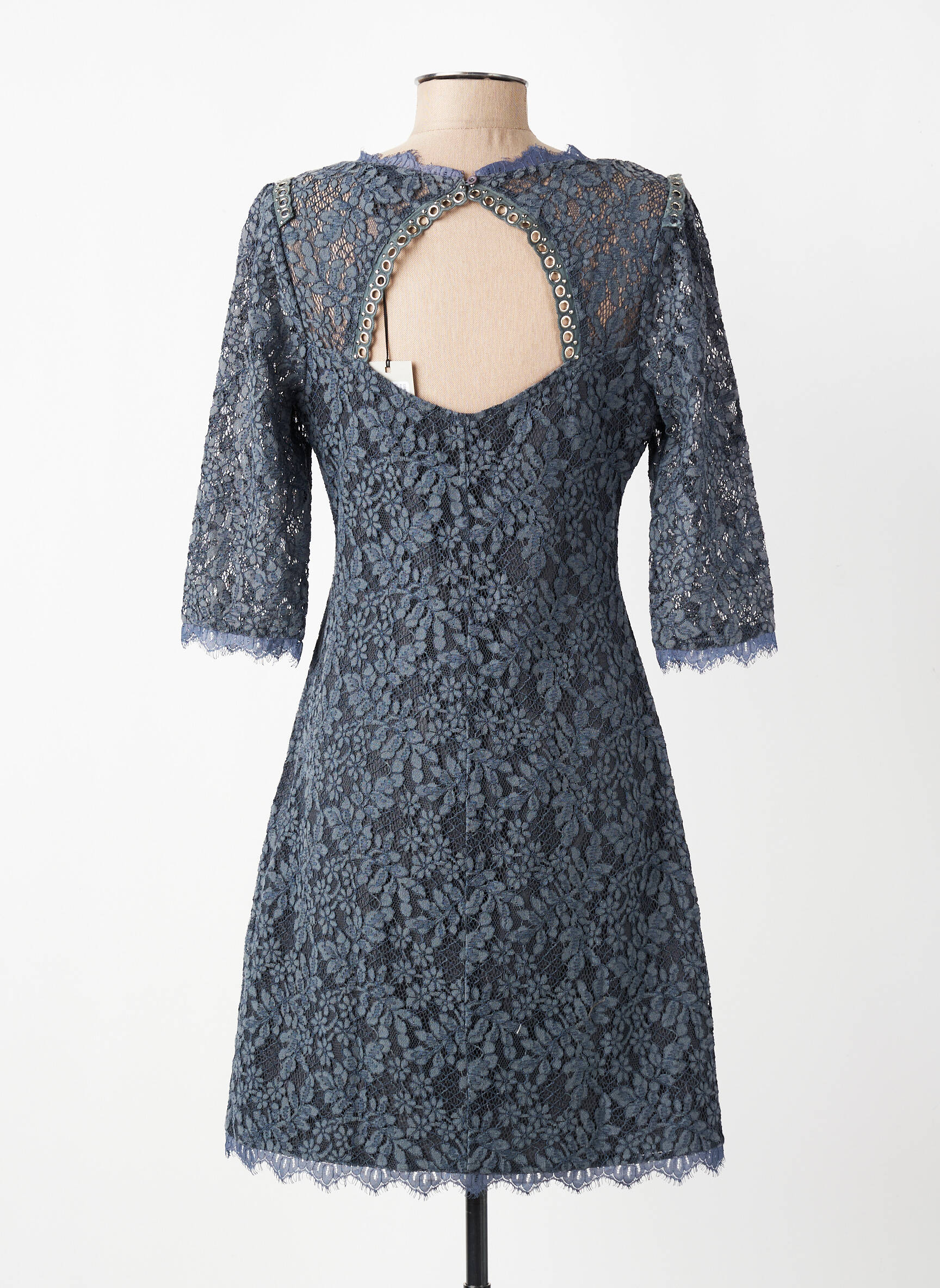 Rochie scurtă mâneci 3/4 mâneci 3/4 gri EVA KAYAN femeie