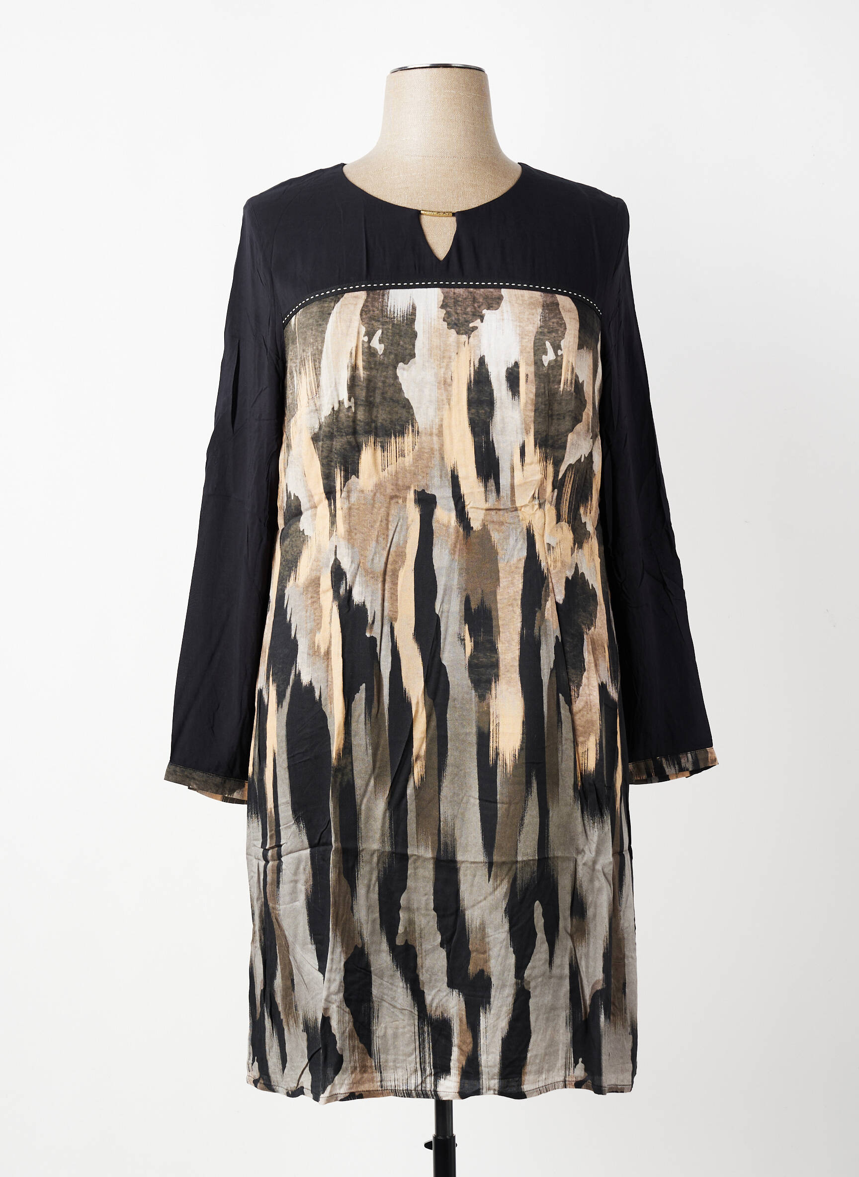 Rochie midi mâneci lungi mâneci lungi negru PAUSE CAFE femeie