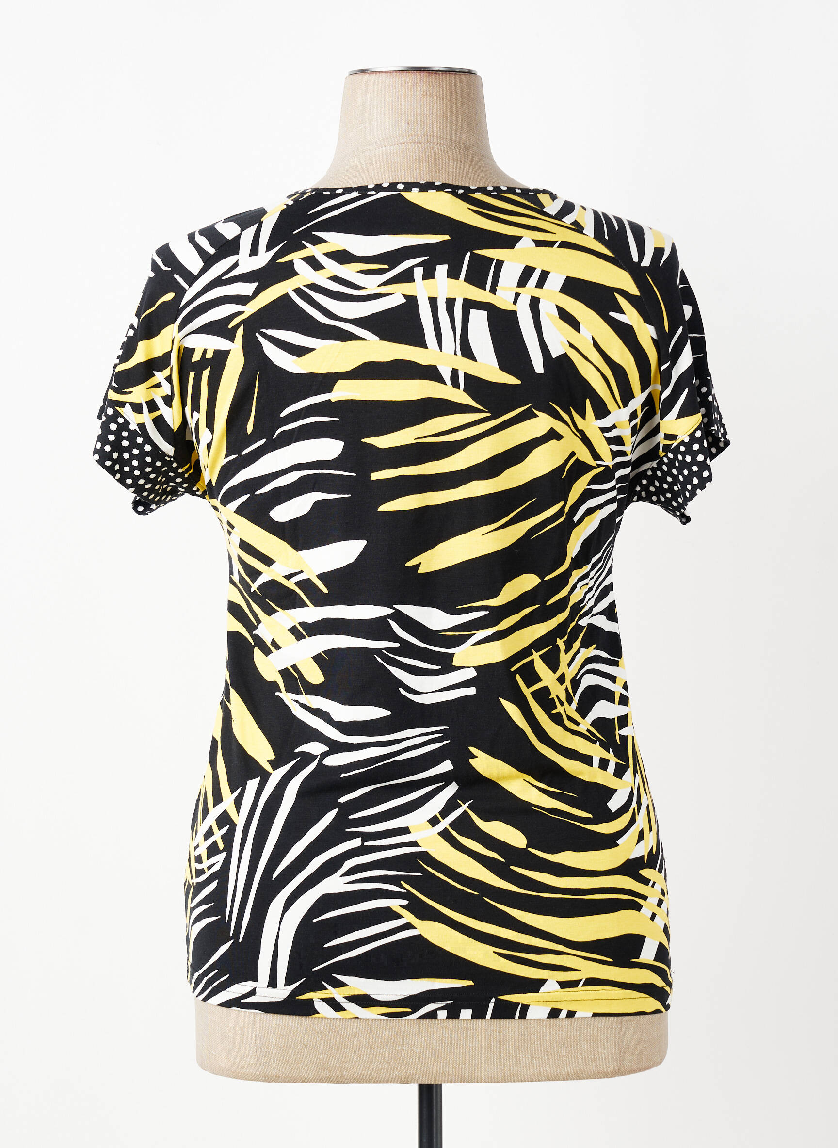 Tricou guler în v mâneci scurte negru TELMAIL femeie