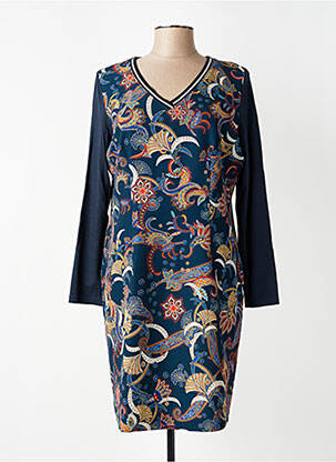 Rochie midi imprimeu floral mâneci lungi albastru PAUSE CAFE femeie