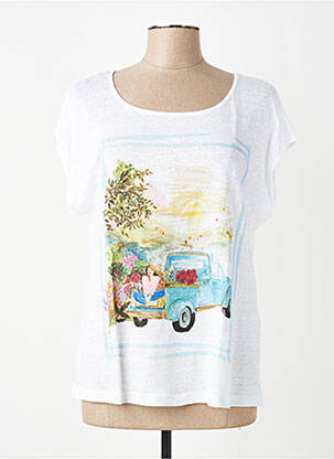 Tricou imprimeu fantezie mâneci scurte alb MALOKA femeie