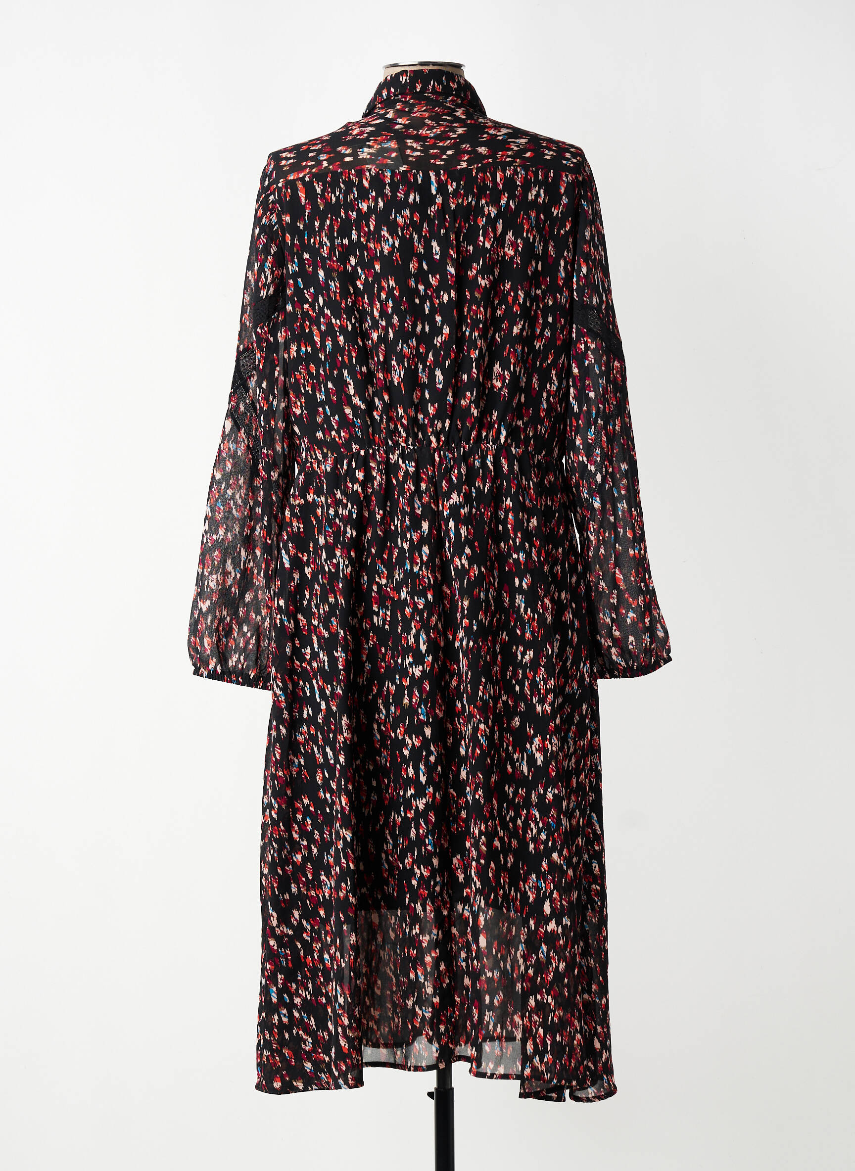 Rochie midi croială fluidă mâneci lungi negru ONE STEP femeie