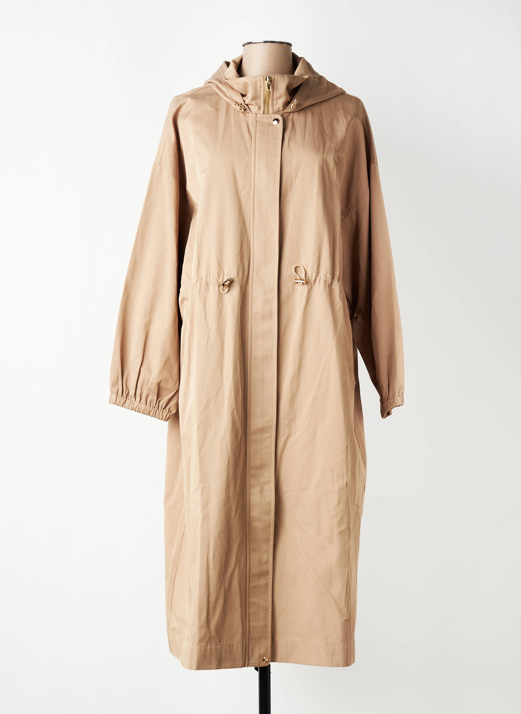 Trench țesătură poplin cu glugă bej GRACE & MILA femeie